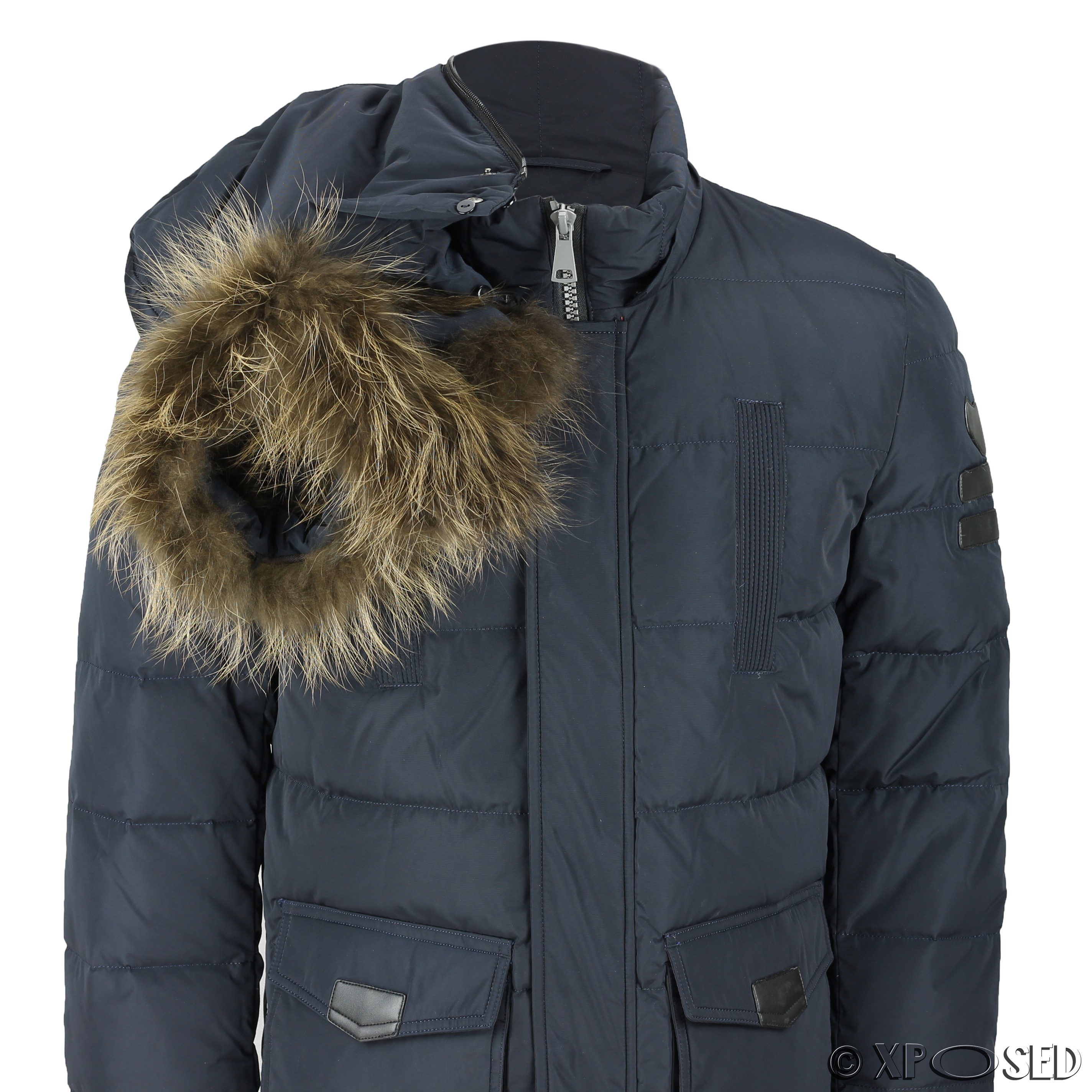 New Mens Puffer Padded Fur Hood Down Jacket Winter Warm Parka Coat