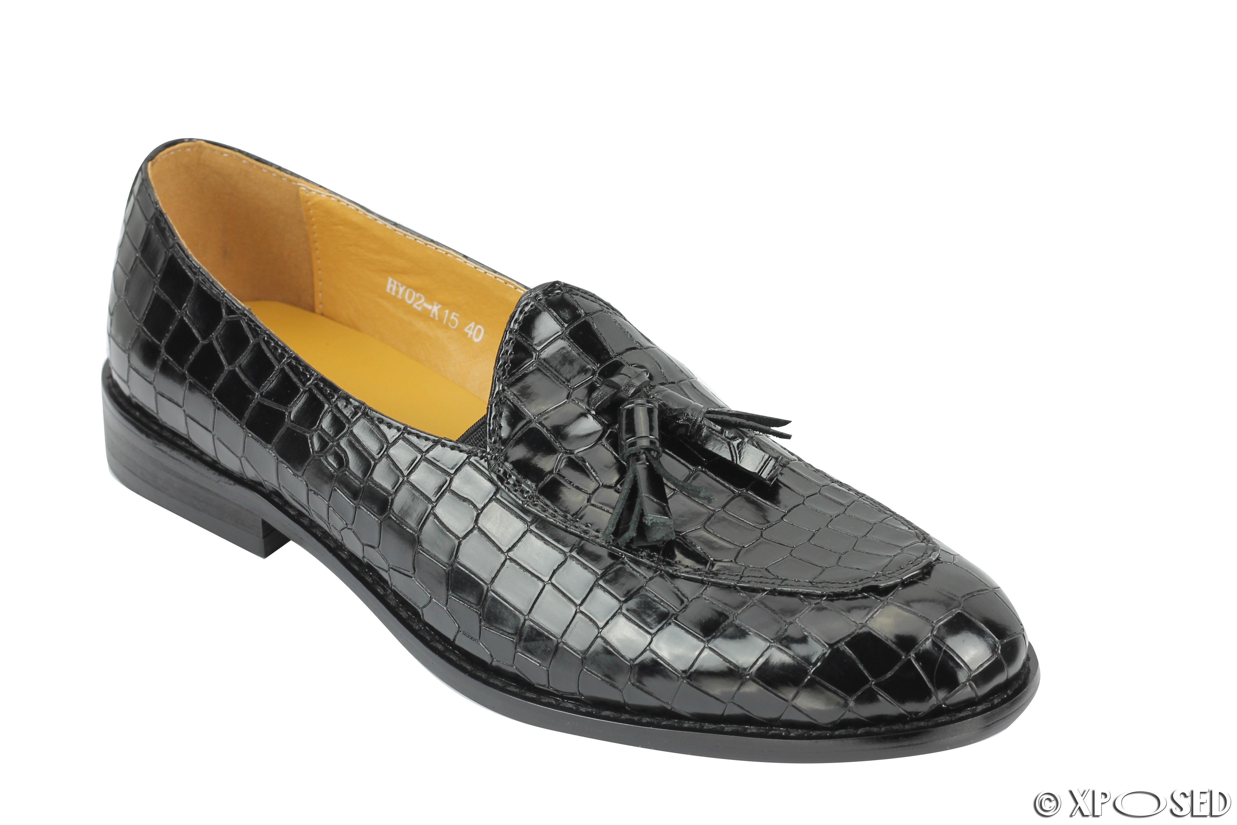 Mens Snakeskin Print Shiny Real Leather Tassel Loafers Slip Shoes Black Brown EBay