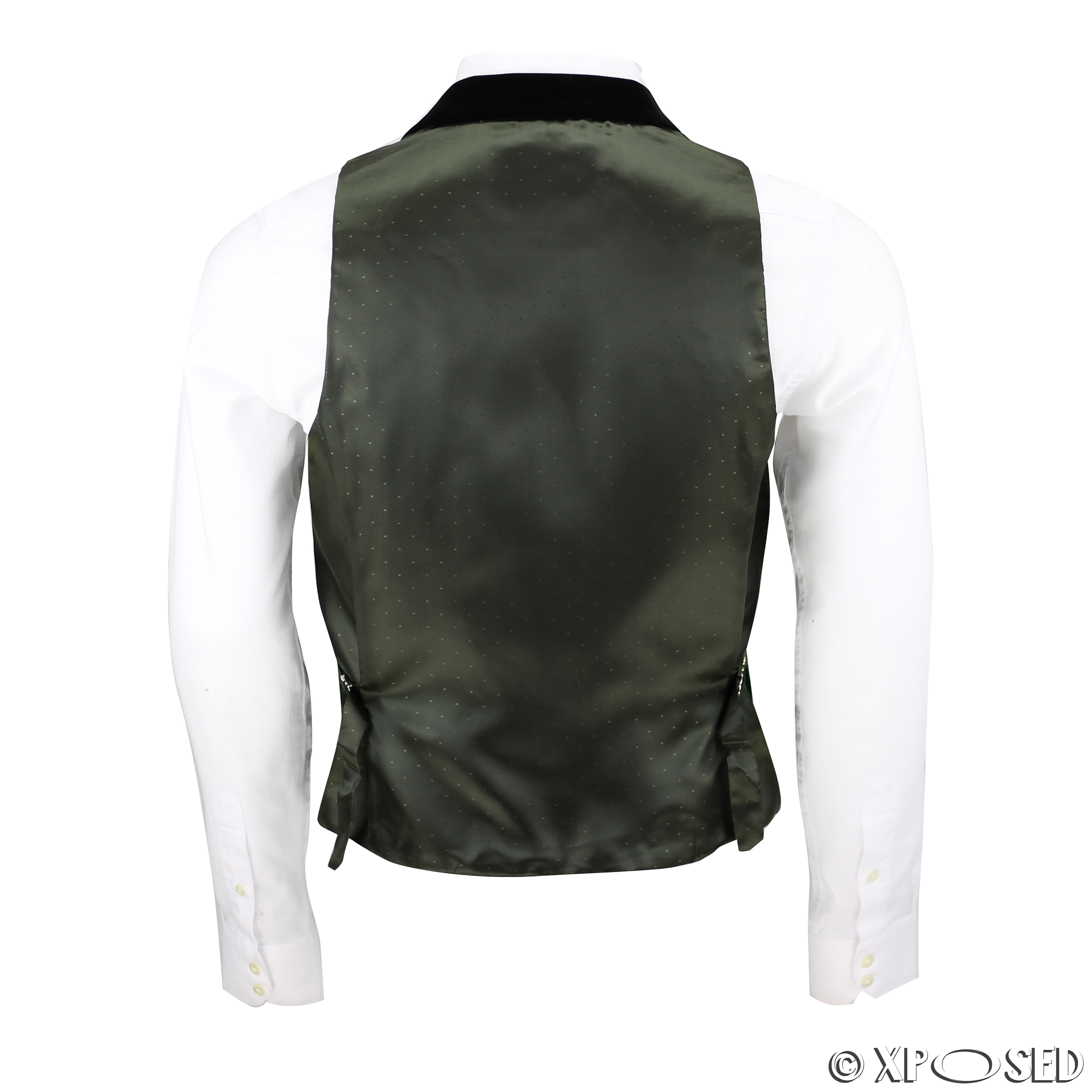 Mens Waistcoat Wool Mix Herringbone Tweed Check Velvet Collar Smart Formal Vest 