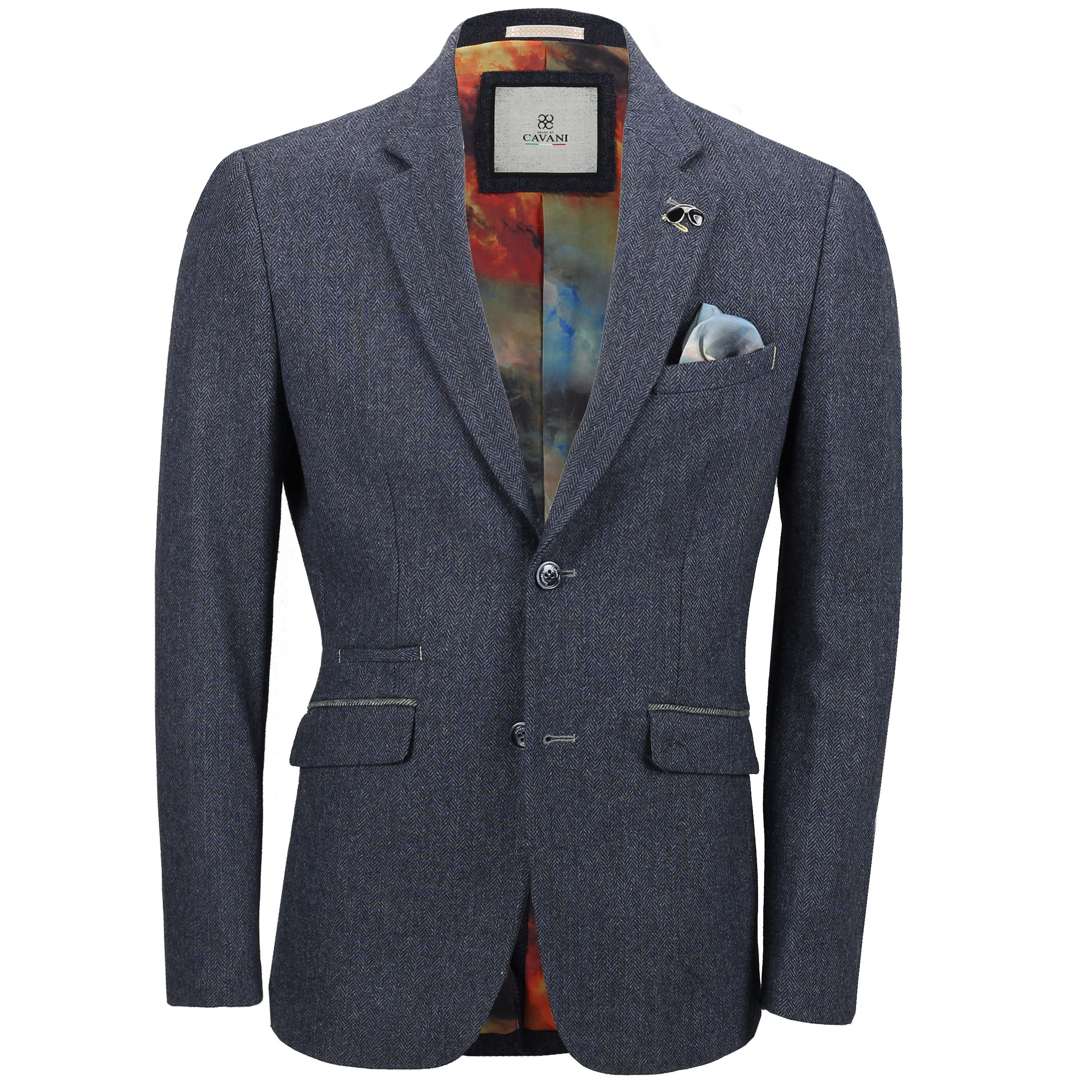 Mens Herringbone Tweed Blazer Smart Casual Tailored Fit Vintage Jacket ...