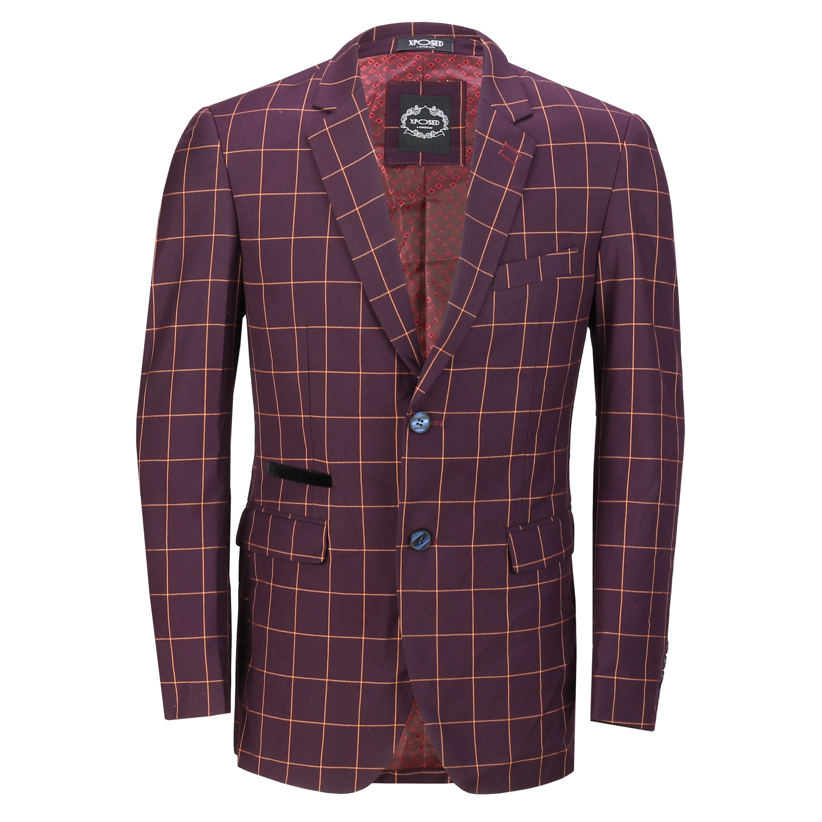 maroon check blazer