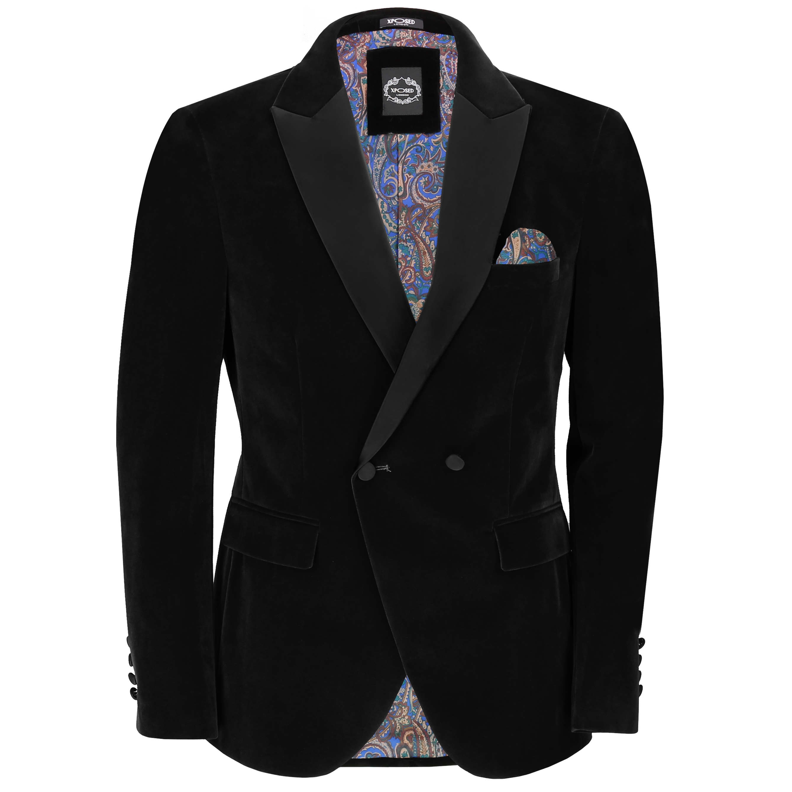 Mens Double Breasted Velvet Dinner Jacket 2 Button Tailor Fit Suit ...