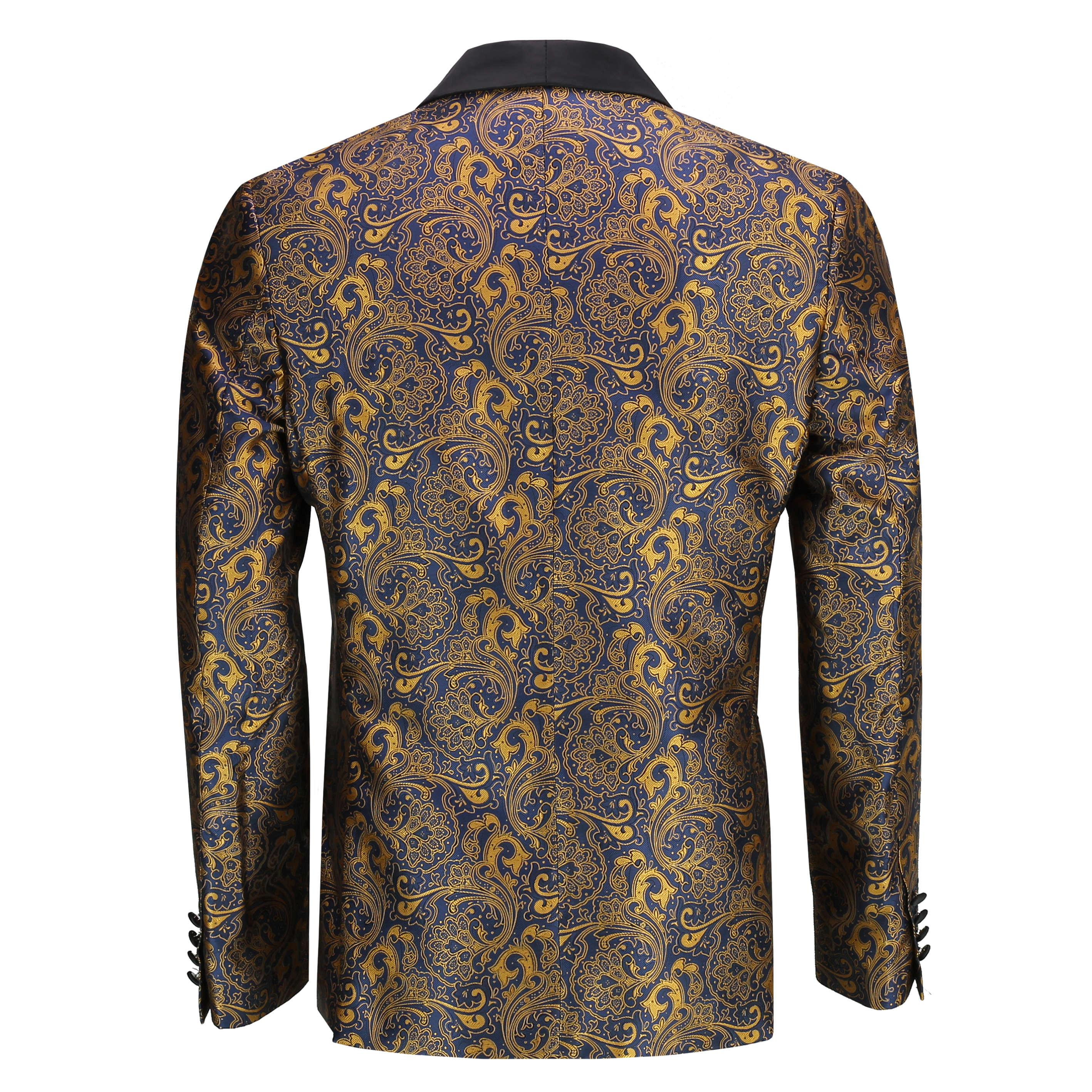 Mens Classic Gold Paisley Print on Navy Tuxedo Dinner Jacket Tailored ...