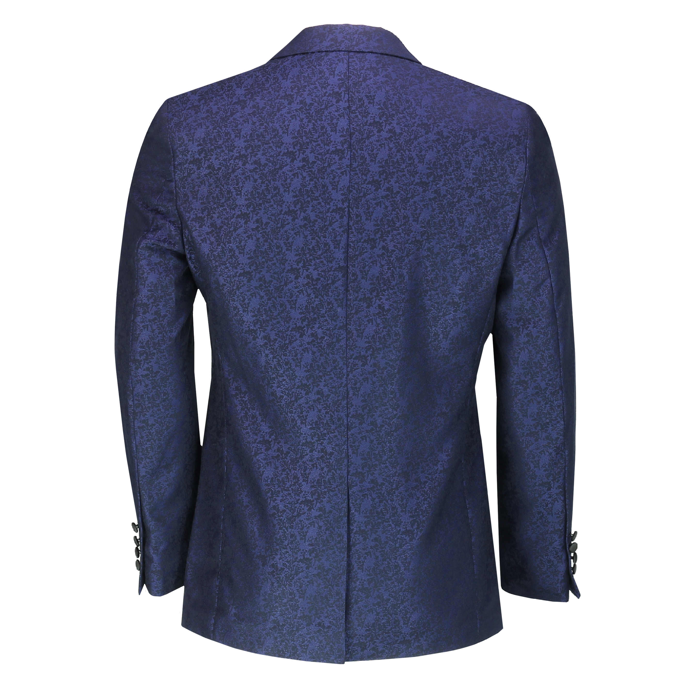 Mens Retro Damask Print Dinner Jacket Black Peak Lapel Tuxedo Blazer ...