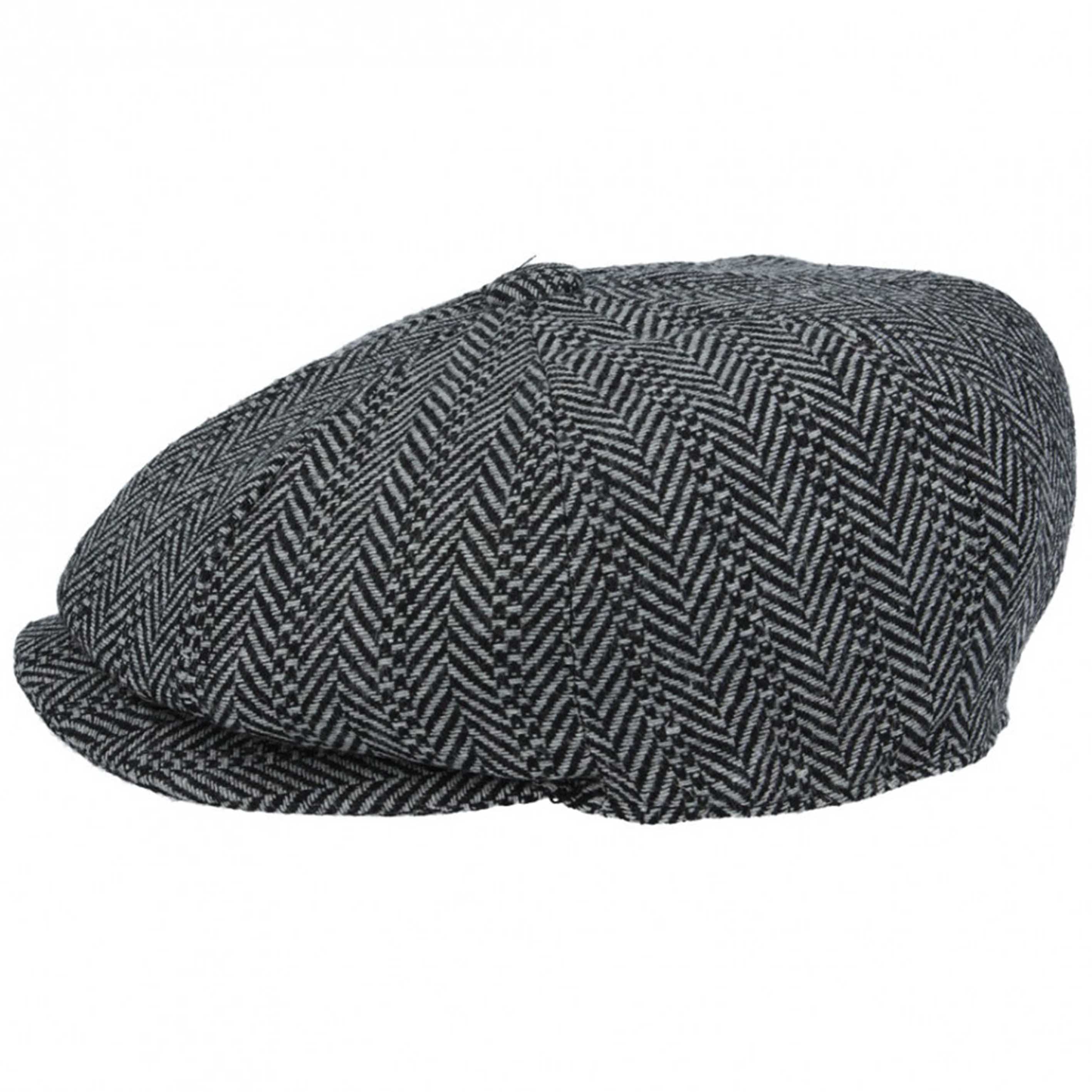 Mens Classic Wool Herringbone Newsboy Cap Vintage Peaky Blinder 8 Panel ...