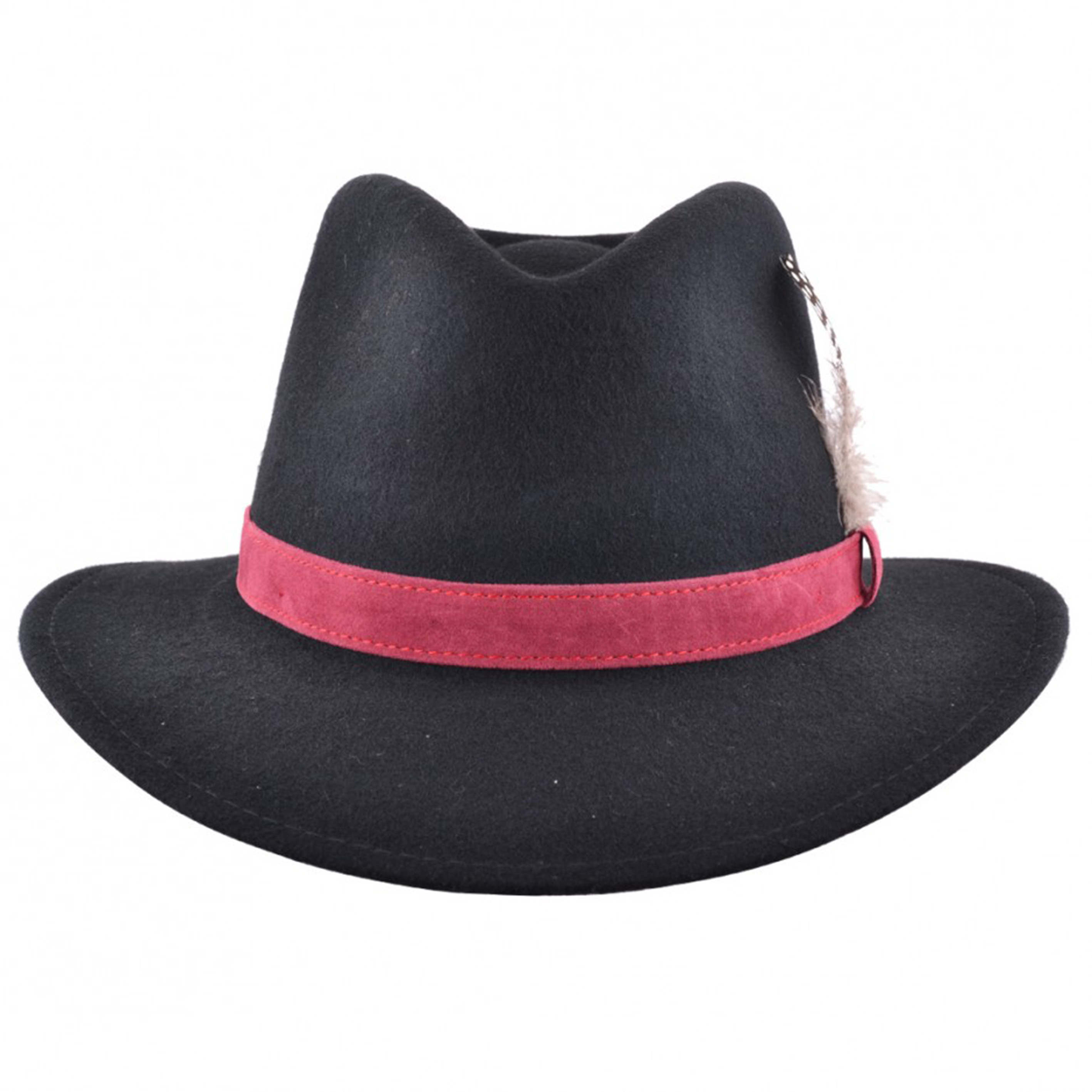 Men & Women S,M,L & XL Red Handmade Crushable 100% Felt Wool Trilby Hat 