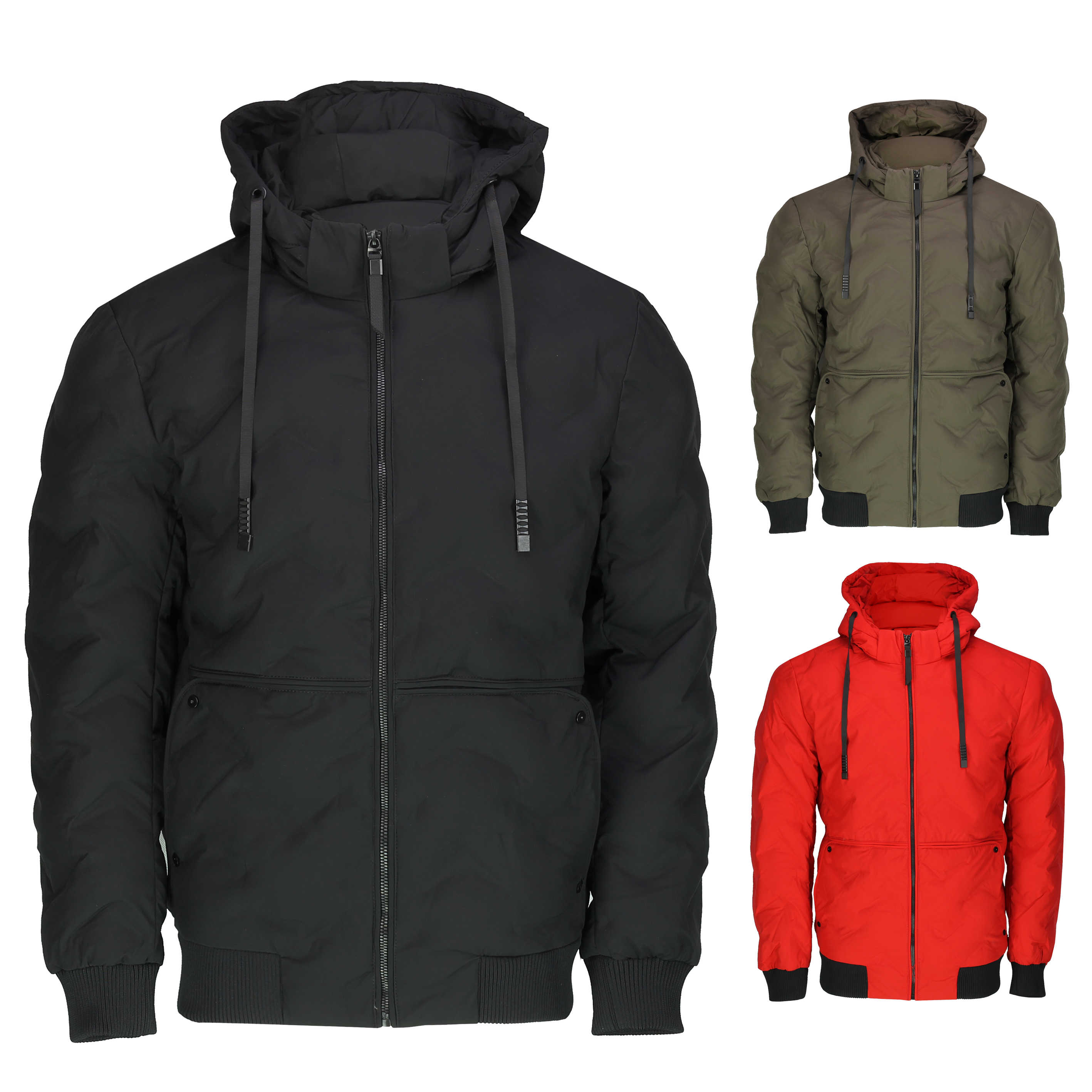 Mens Boys Puffer Bomber Jacket Quilted Warm Padded Winter Hooded Coat ...