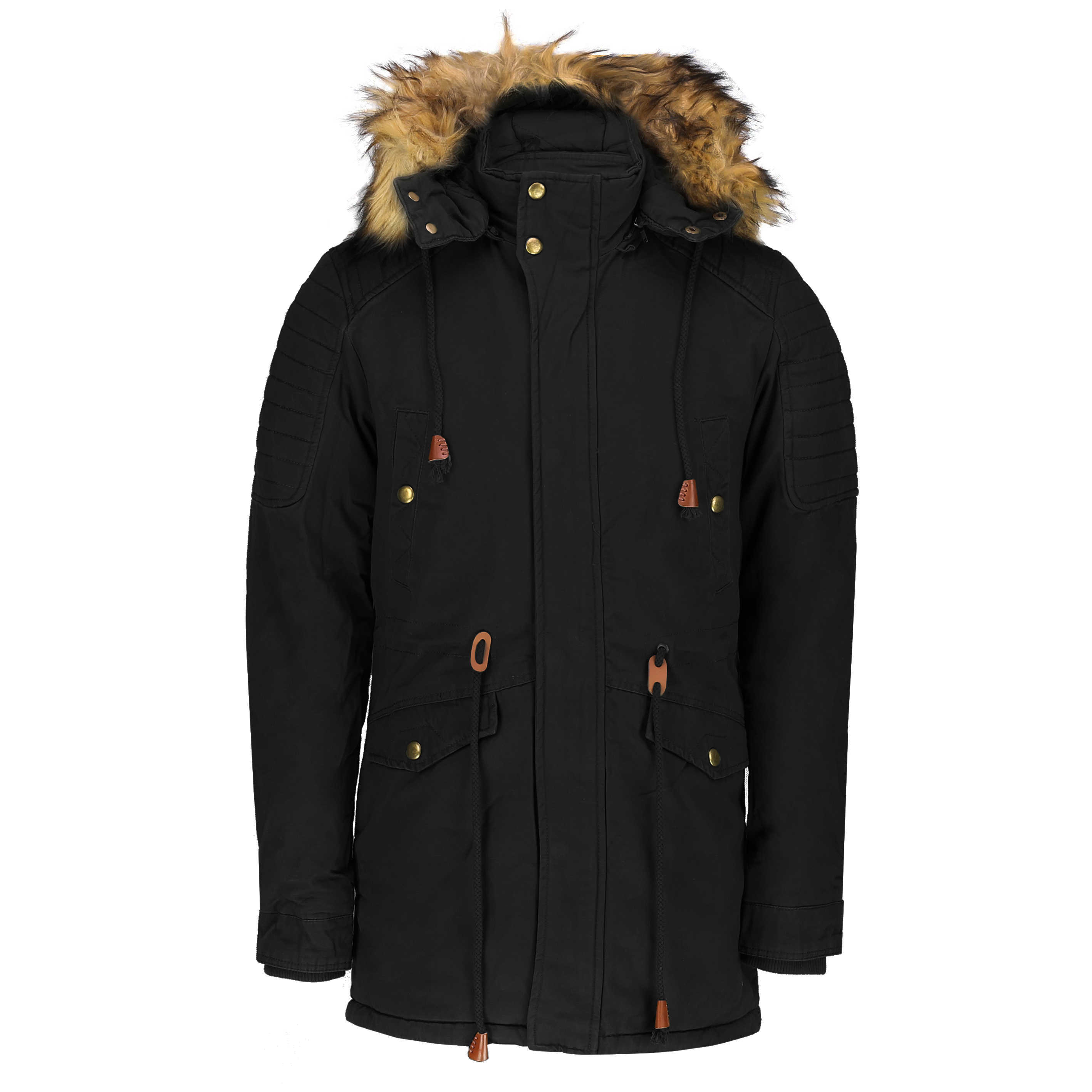 Island Trading Mens Heavy Weight Cotton Parka Winter Coat Fur Fishtail Long Jacket 