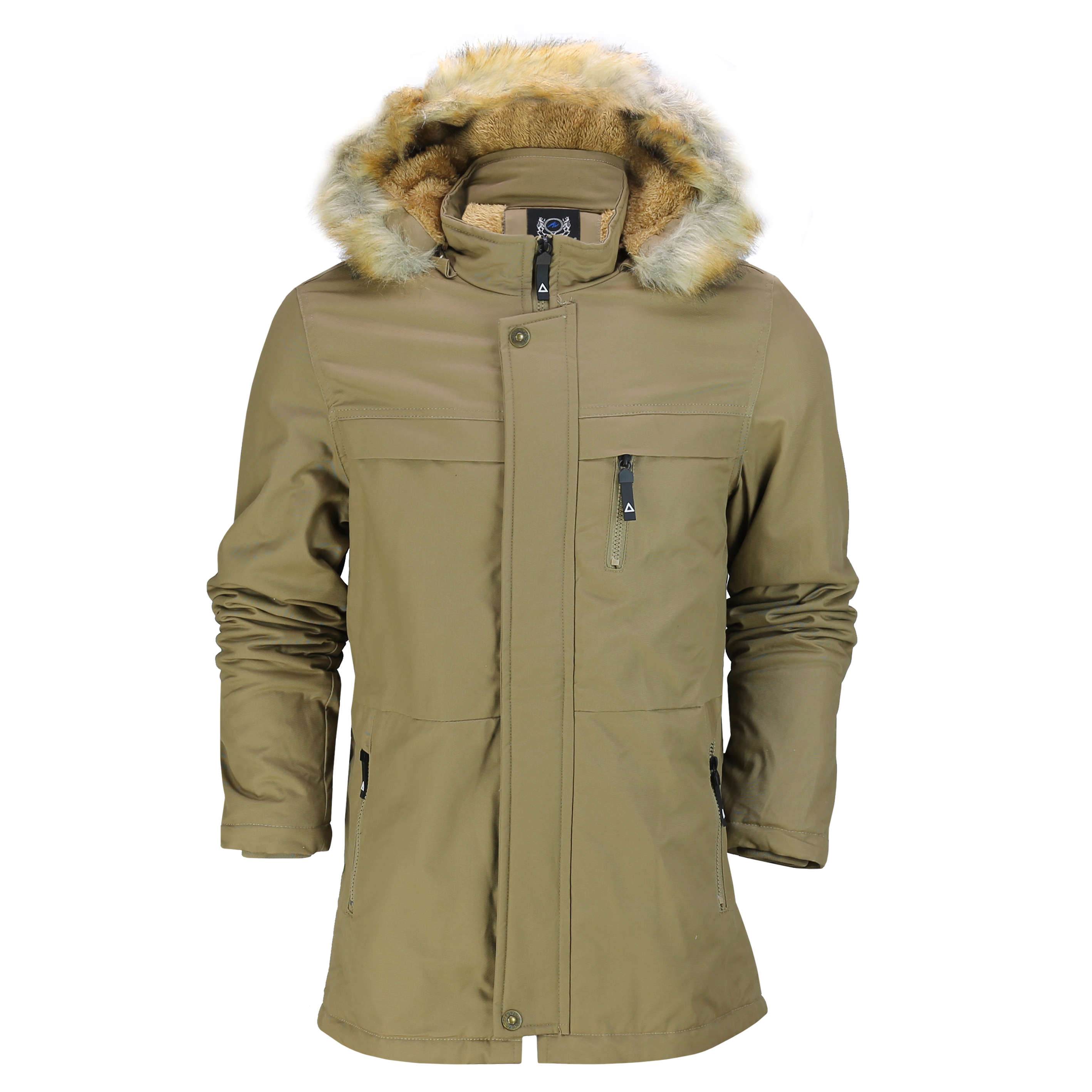 Mens Cotton Parka Jacket Fur Lining Detachable Fur Hood Smart Warm ...