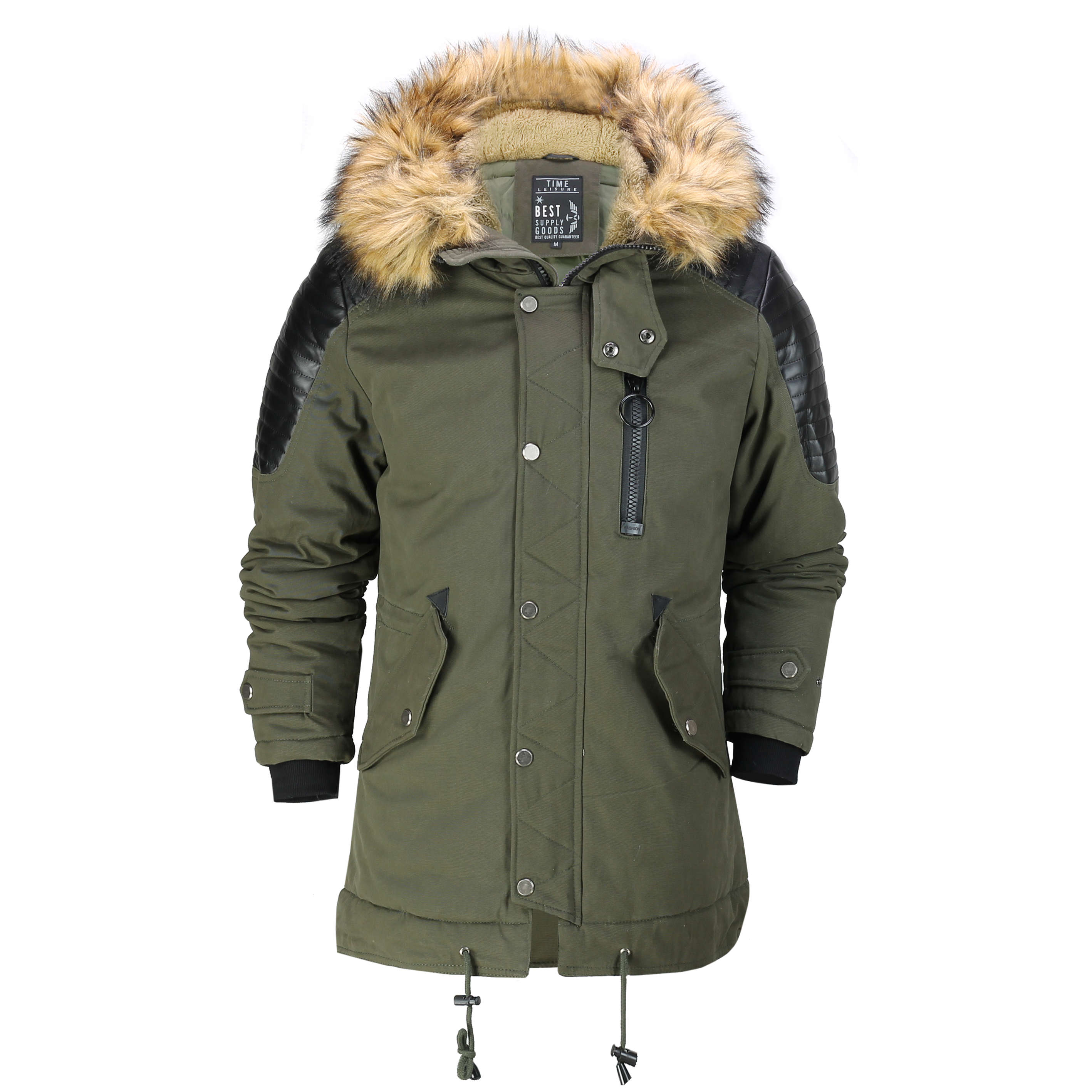 Mens Winter Padded Hooded Fishtail Parka Coat Jacket Detachable Hood FREE POST 