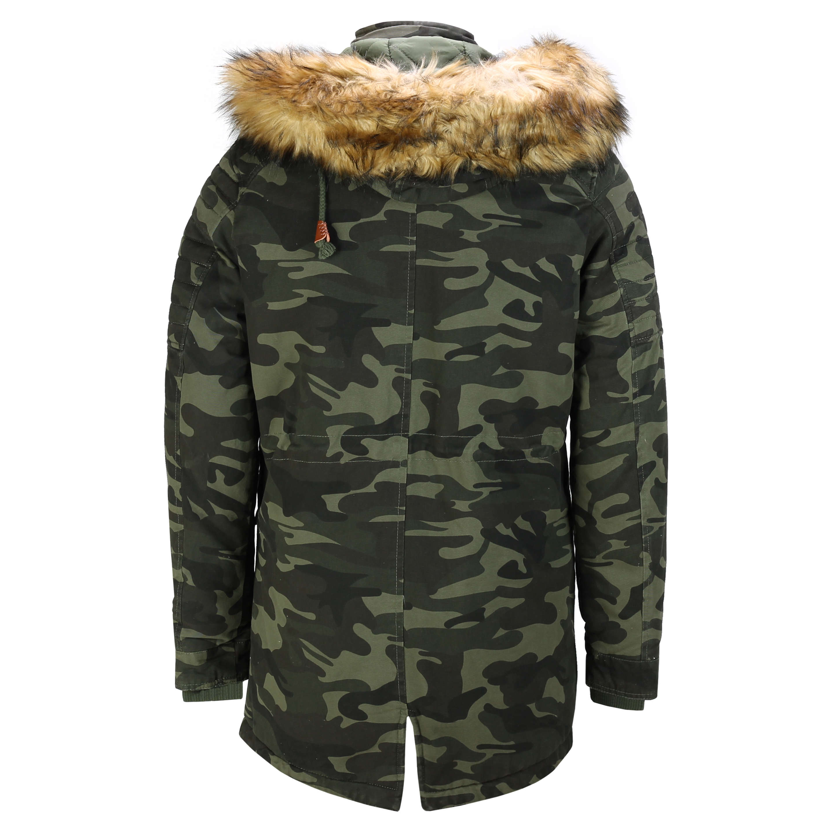 Mens Retro Camouflage Military Style Warm Winter Jacket Fur Trim Hood ...