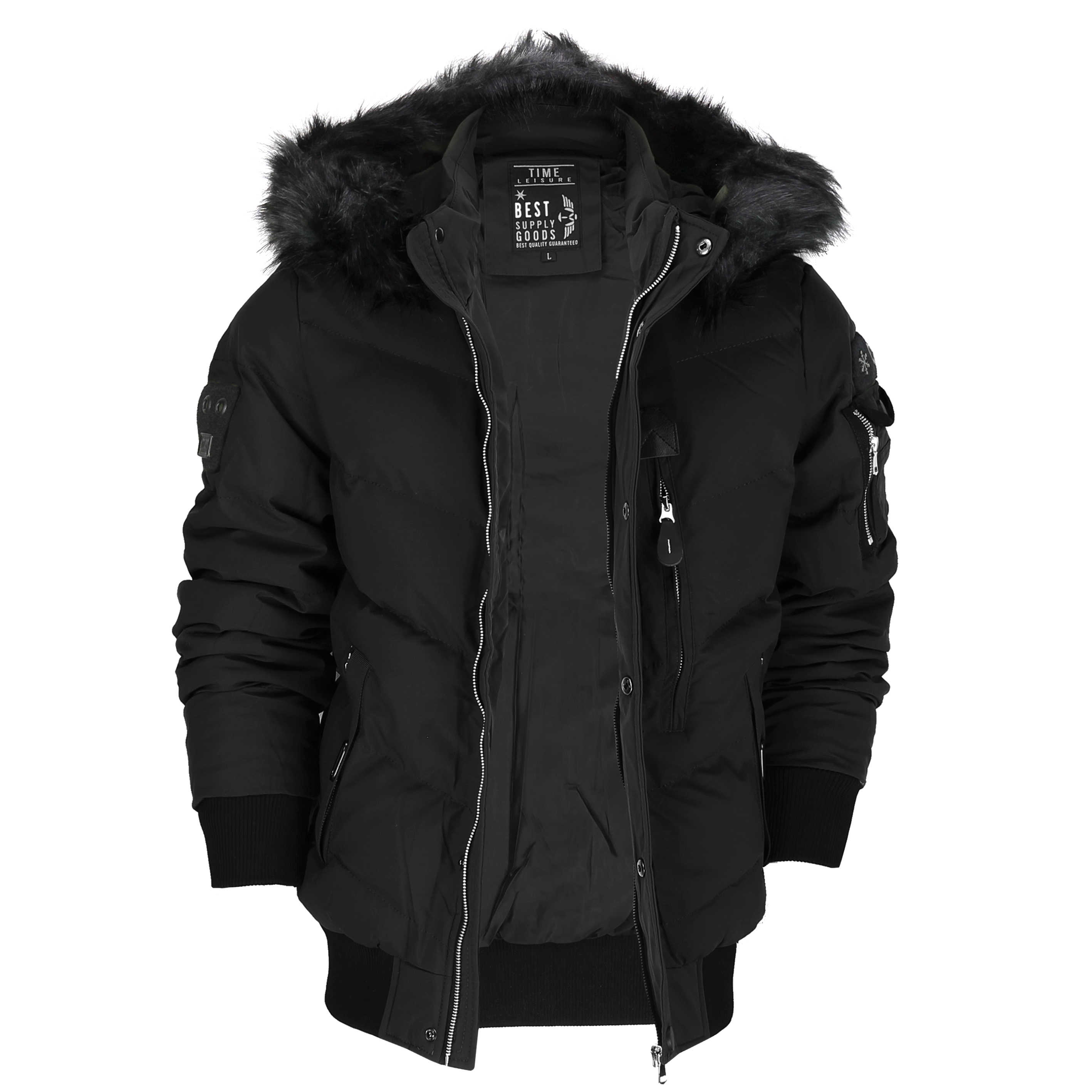 mens black jacket with fur hood