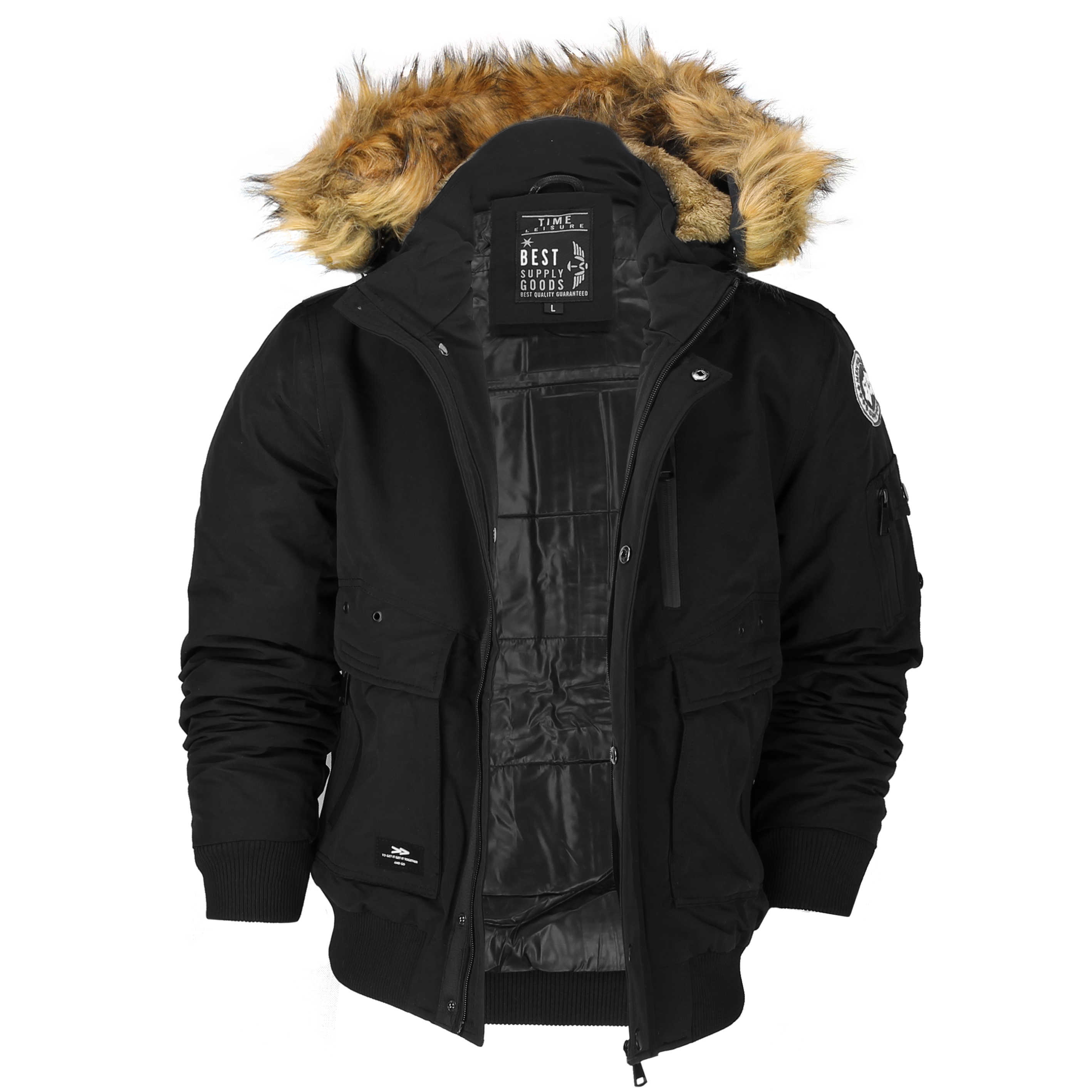 Ići planinariti torba tehnička  Mens Boys Bomber Jacket Fur Trim Lined Detached Hood Padded Warm Winter  Coat | eBay