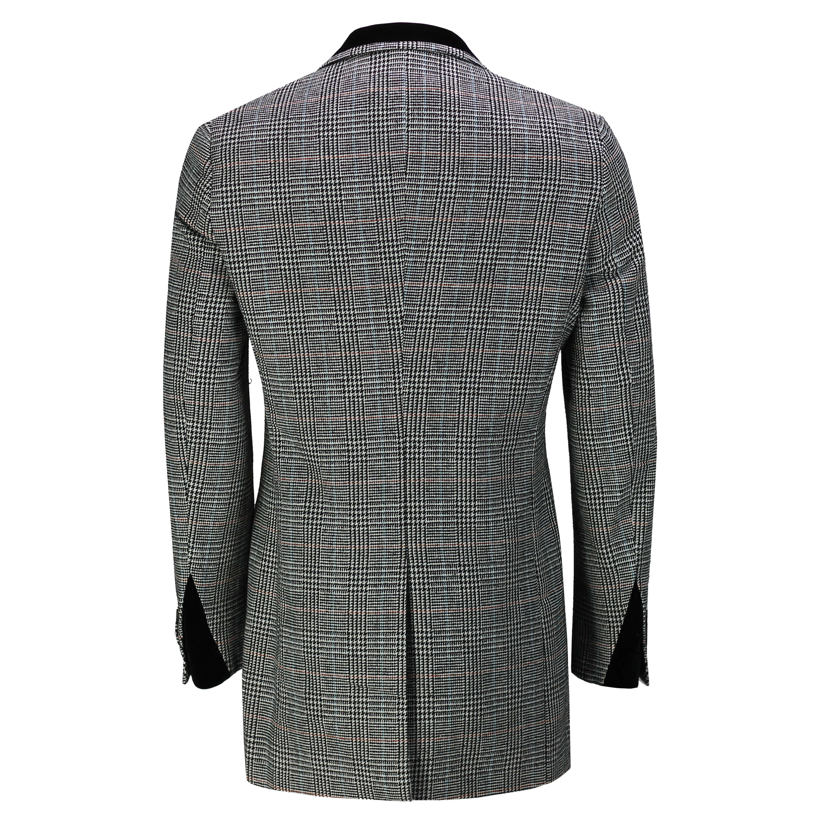 Mens Tweed Check 3/4 Long Overcoat Retro Peaky Blinders Tailored Fit ...