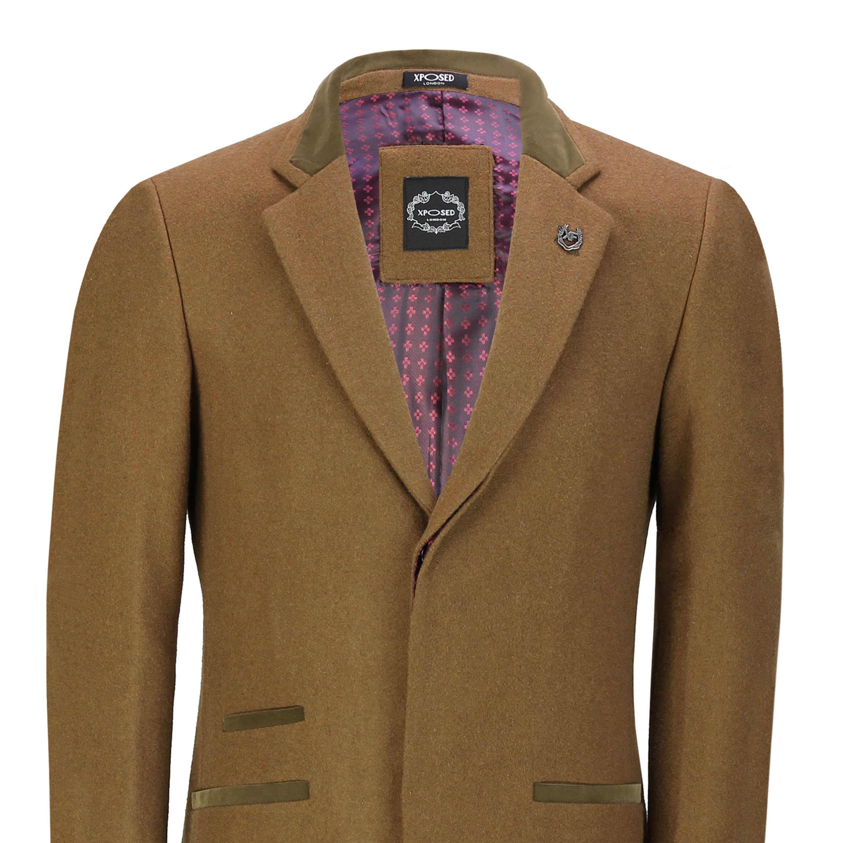 Mens Retro 3/4 Long Overcoat Jacket Wool Blend Smart Tailored Fit Coat ...