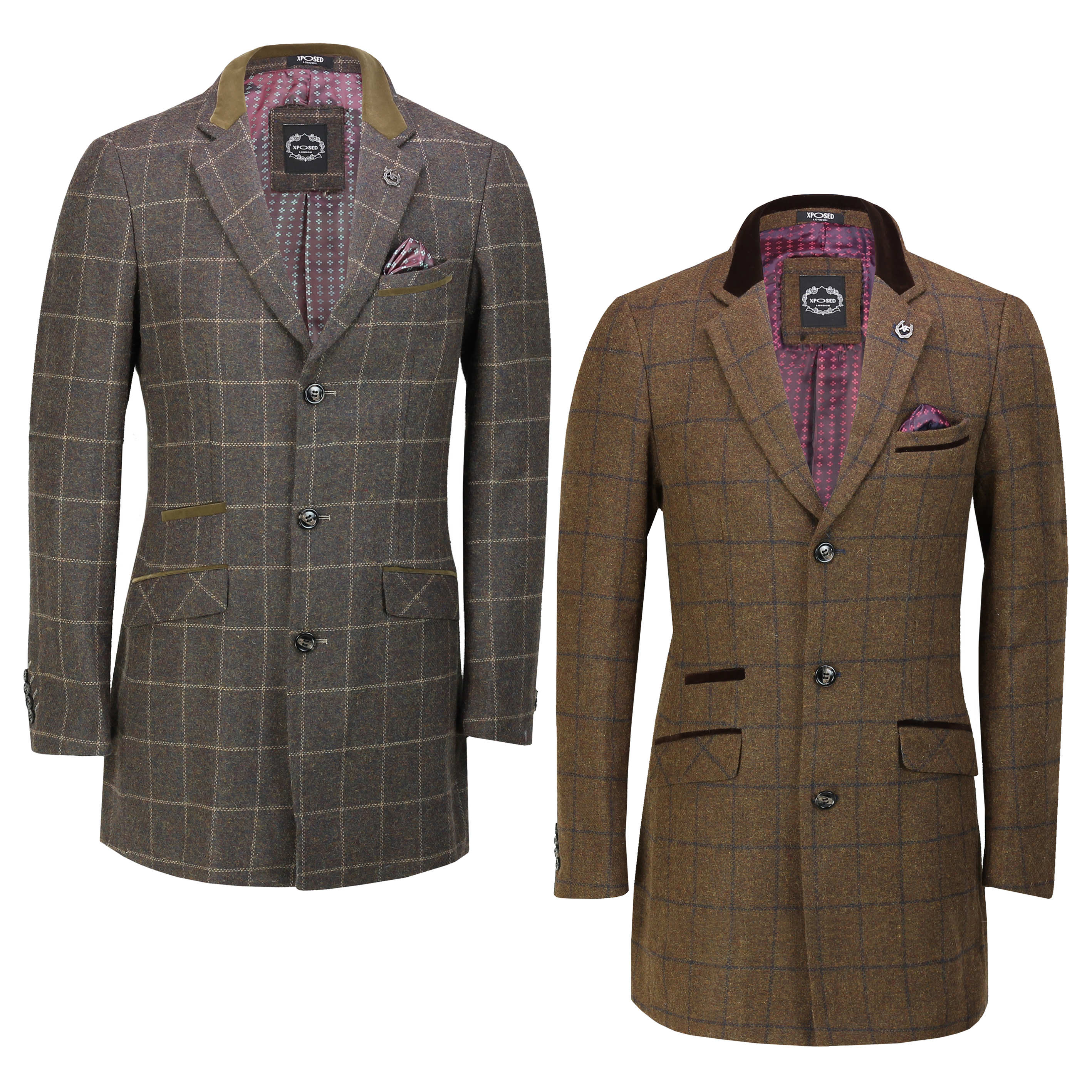 check overcoat mens