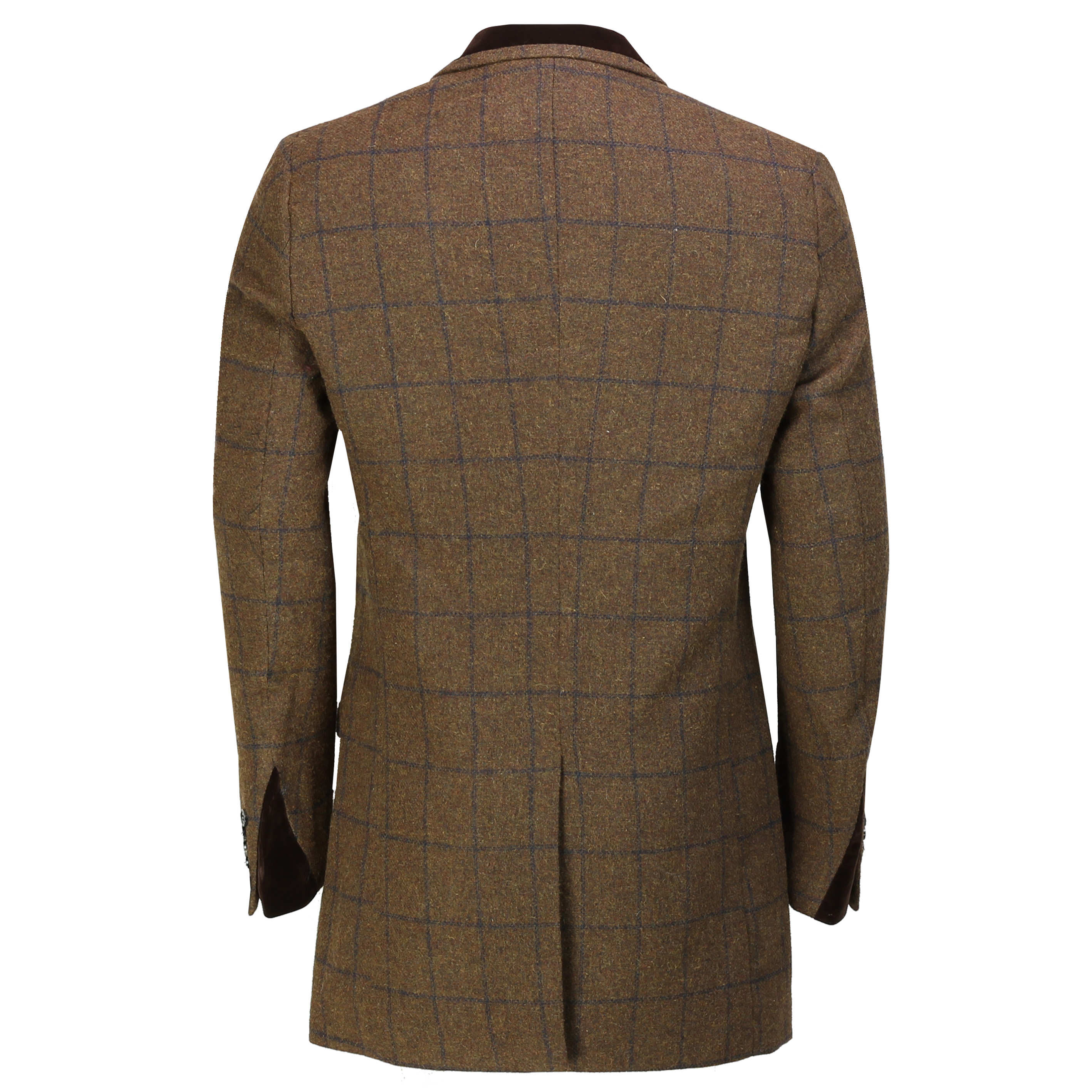 Mens 3/4 Long Overcoat Wool Feel Tweed Check Retro Smart Winter Jacket ...