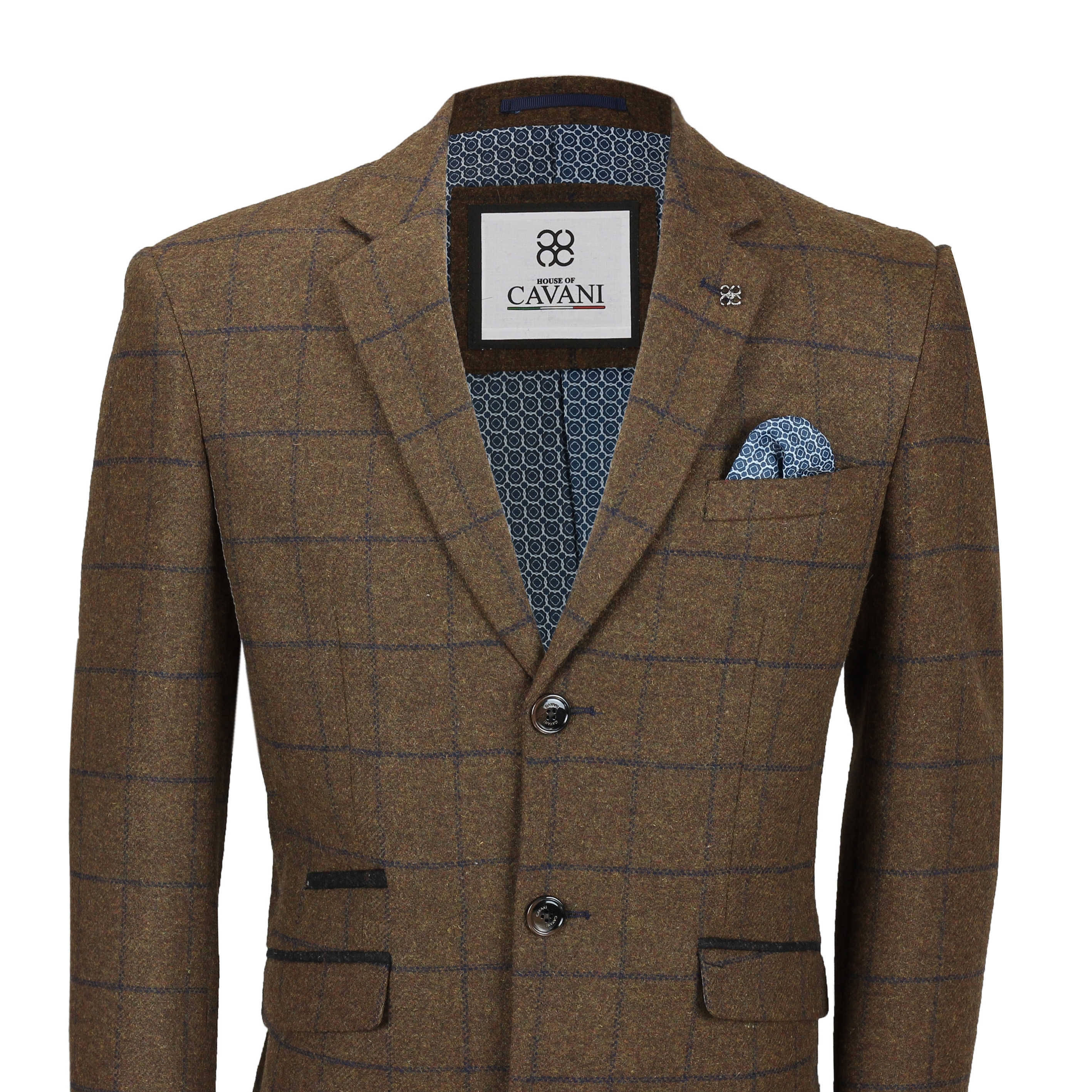 Mens Wool Long Coat Herringbone Tweed Check Trench Overcoat Smart ...