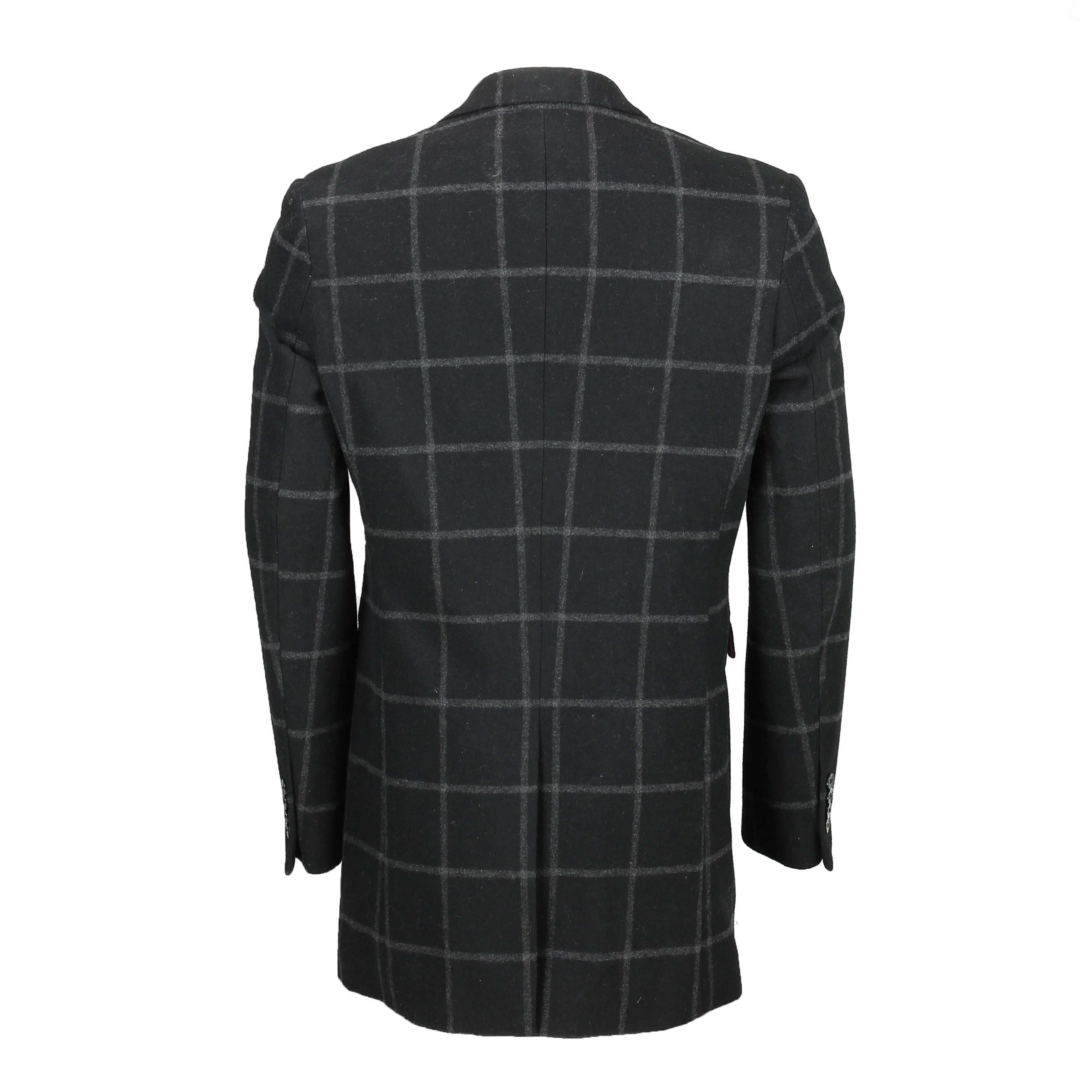 Mens Vintage Wool 3/4 Long Overcoat Tweed Crombie Winter Jacket Black ...