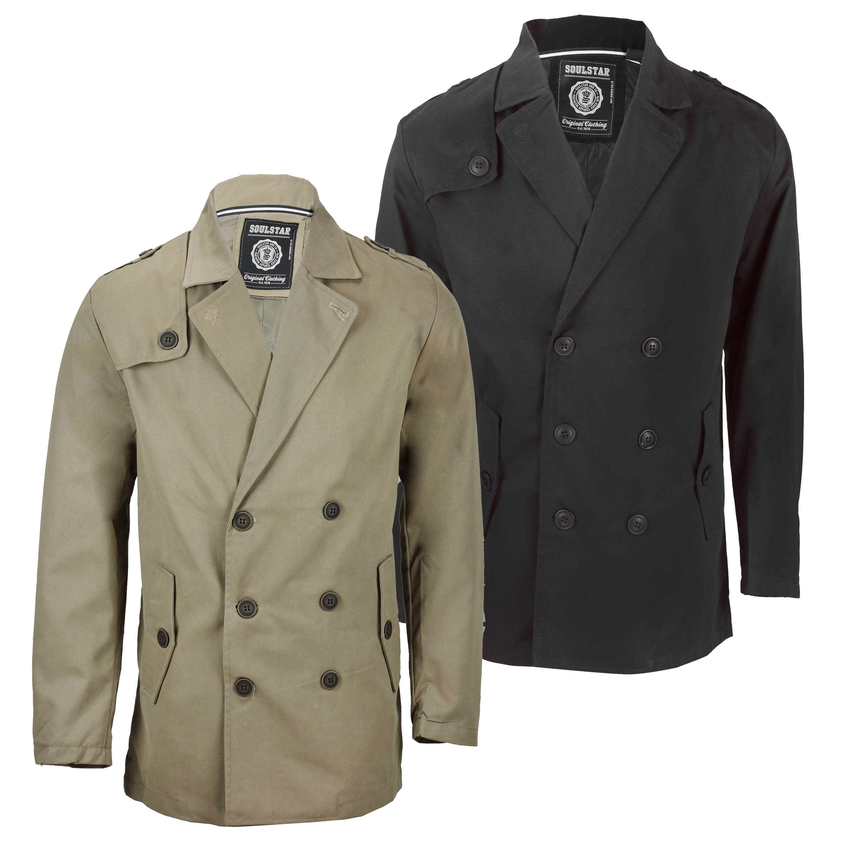 Mens Double Breasted Formal Overcoat Jacket Smart Casual Short Peacoat ...