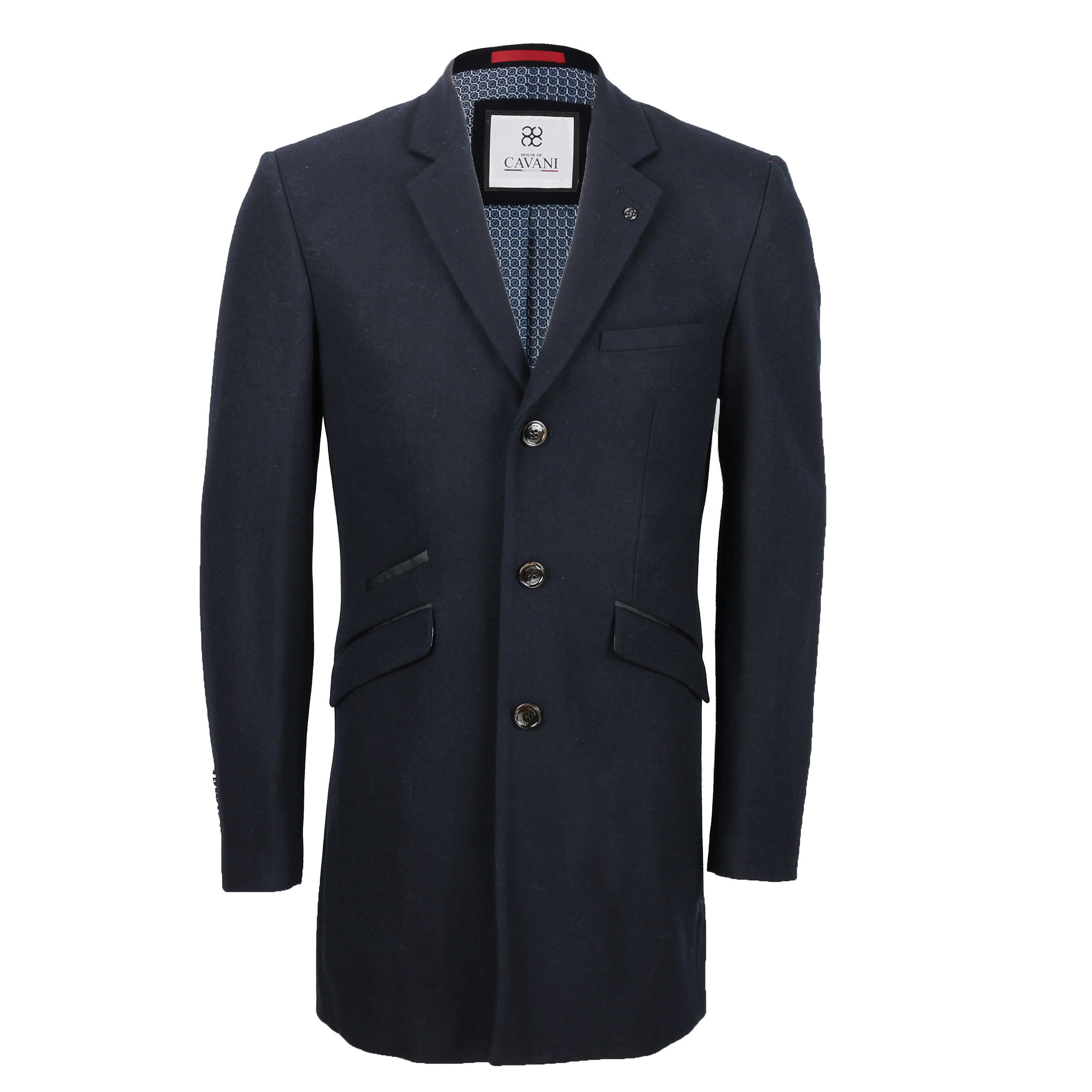 Mens Vintage Wool 3/4 Long Overcoat Tweed Crombie Winter Jacket Black ...