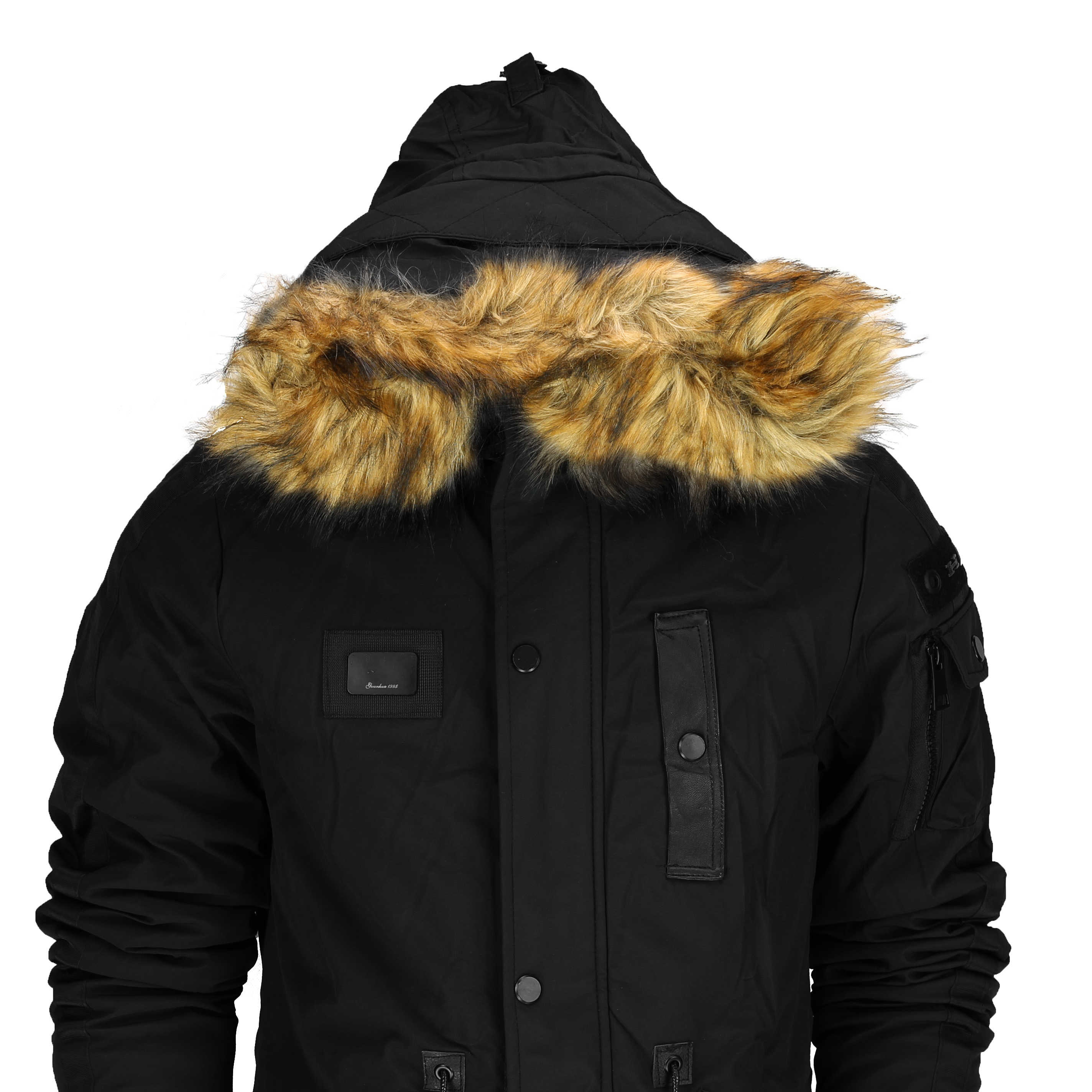 Mens Boys Parka Jacket Heavy Weight Padded Puffer Fur Hood Warm Winter ...