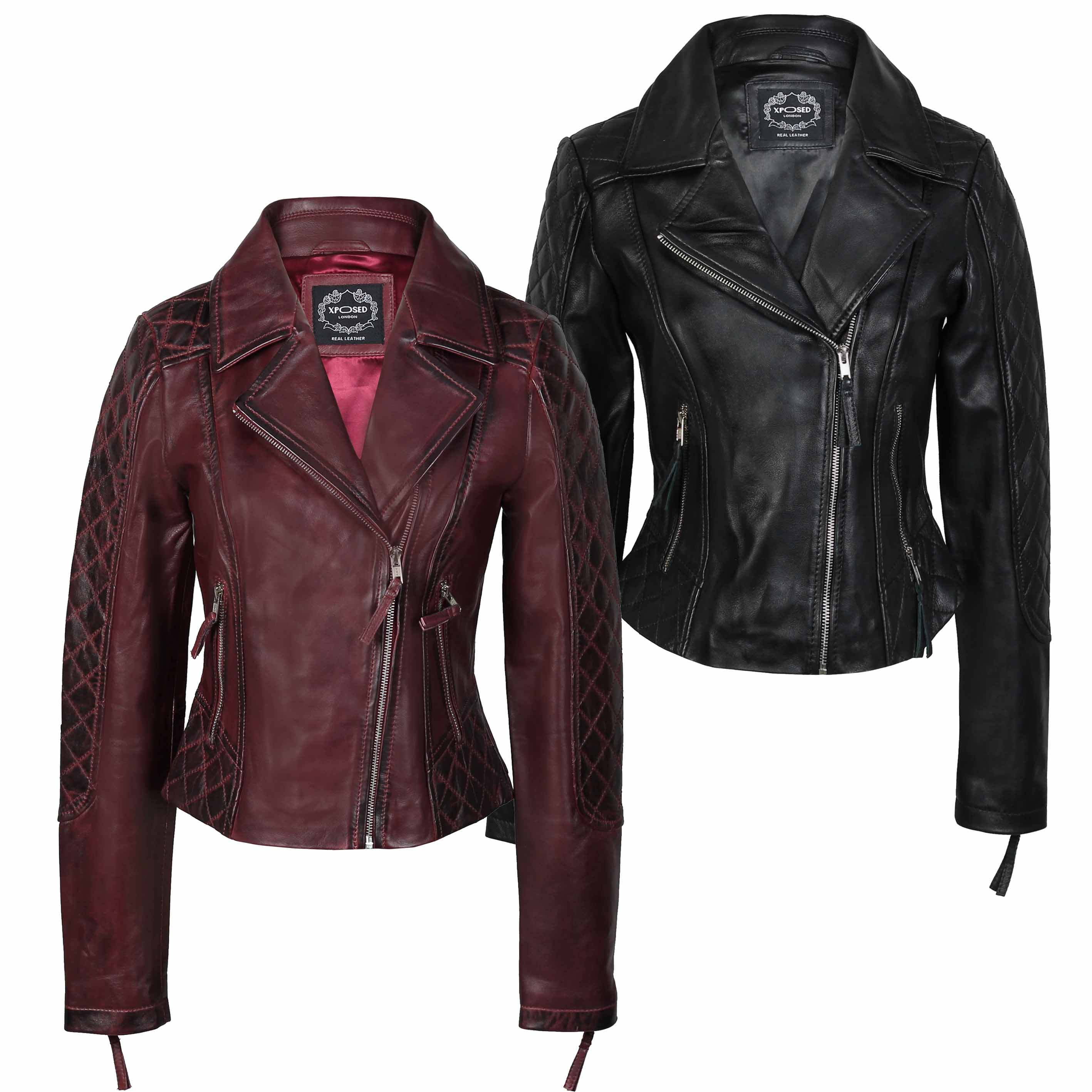 Ladies Real Leather Biker Jacket Soft Womens Slim Fit Retro | eBay