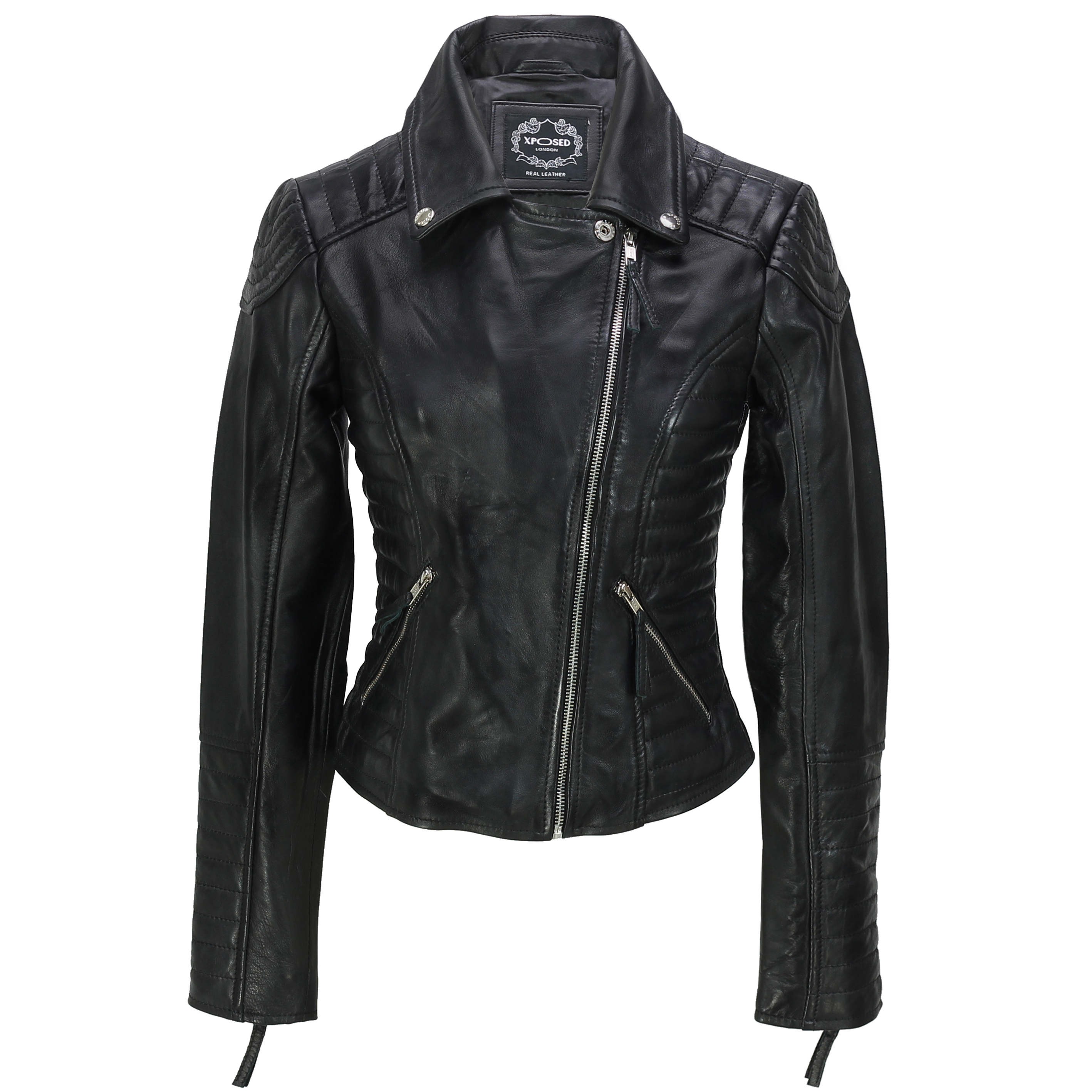 Ladies 100% Genuine Real Leather Biker Jacket Soft Slim Fit Vintage ...