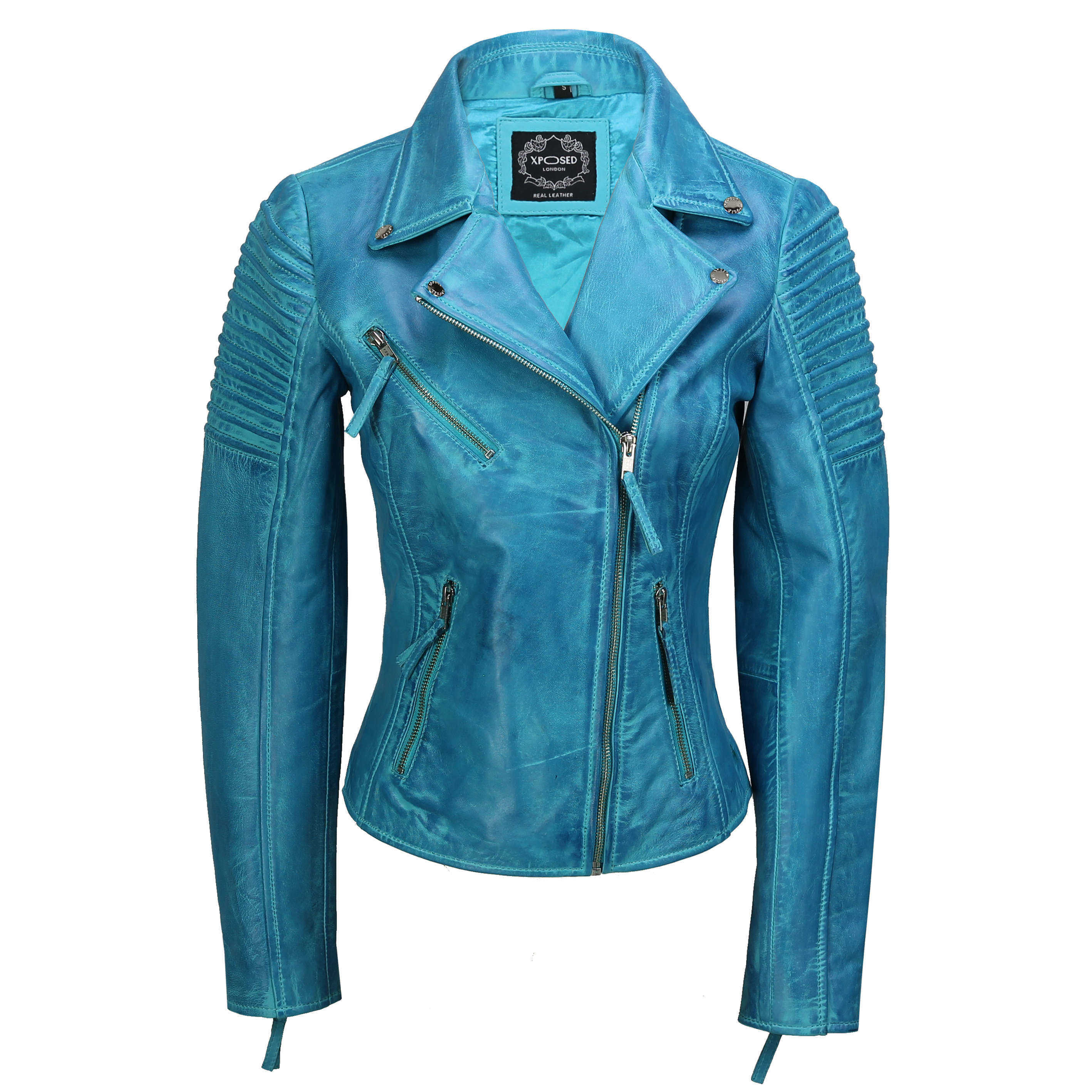 Womens Vintage Slim Fitted Soft Real Leather Ladies Biker Jacket UK ...