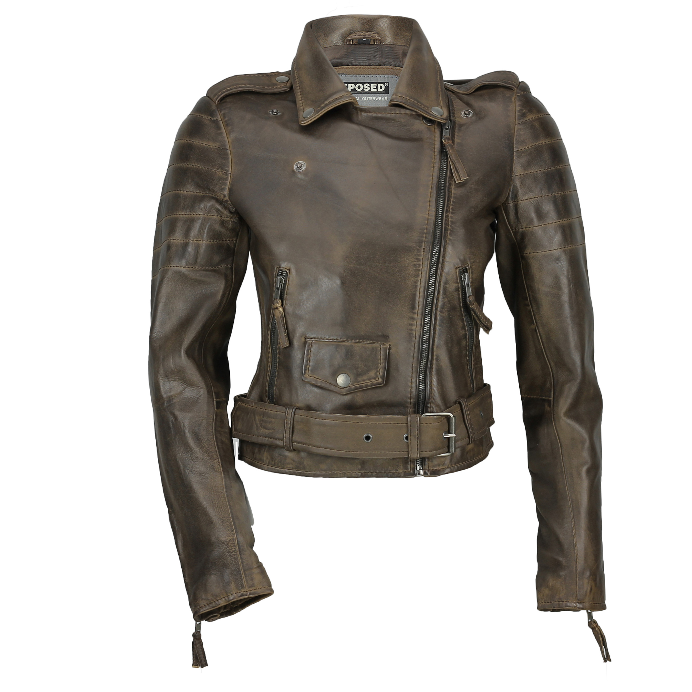 100% Ladies Real Leather Jacket Fitted Bikers Style Vintage Timber Rock 