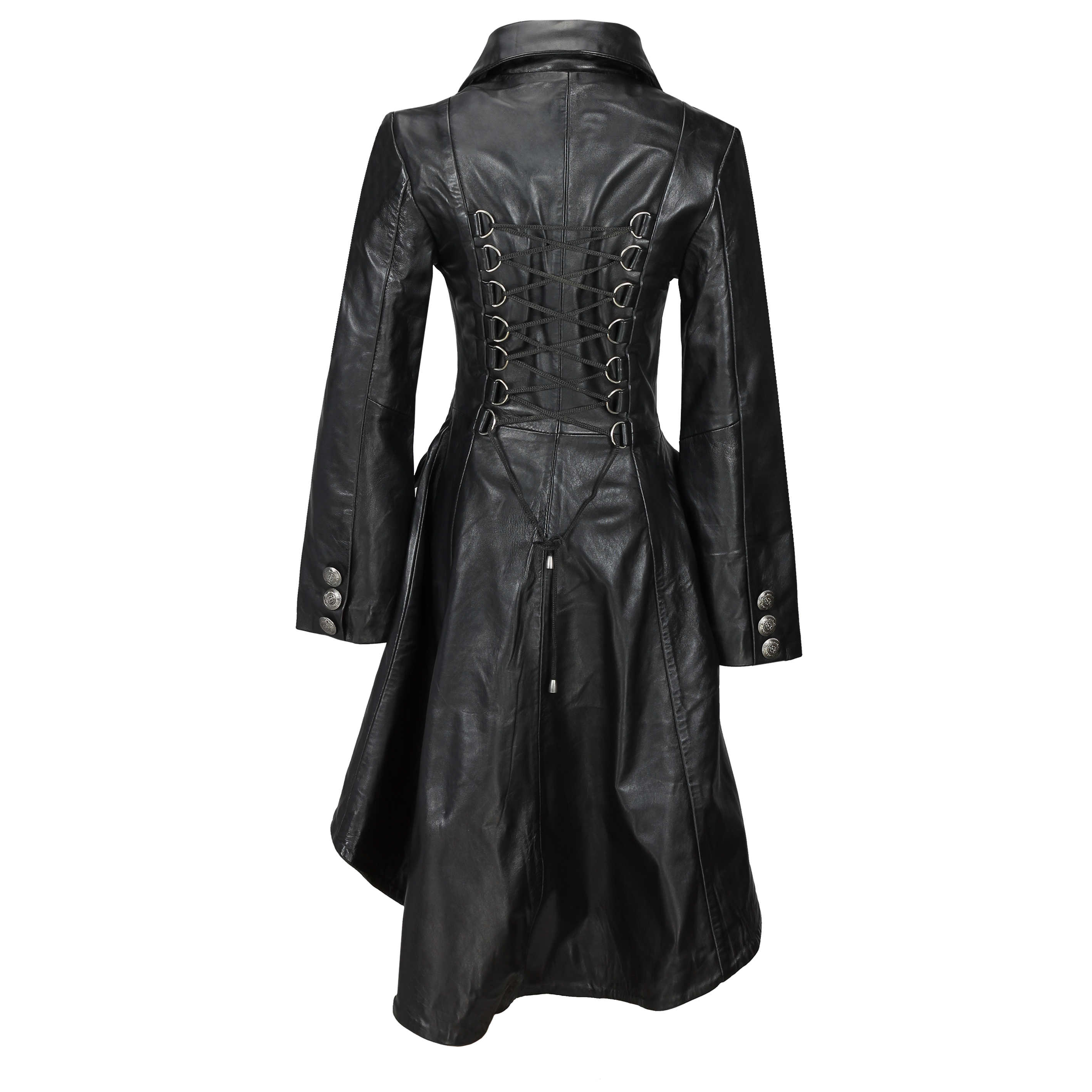 Ladies Real Leather Black Gothic Jacket Fitted Victorian Style Lace ...