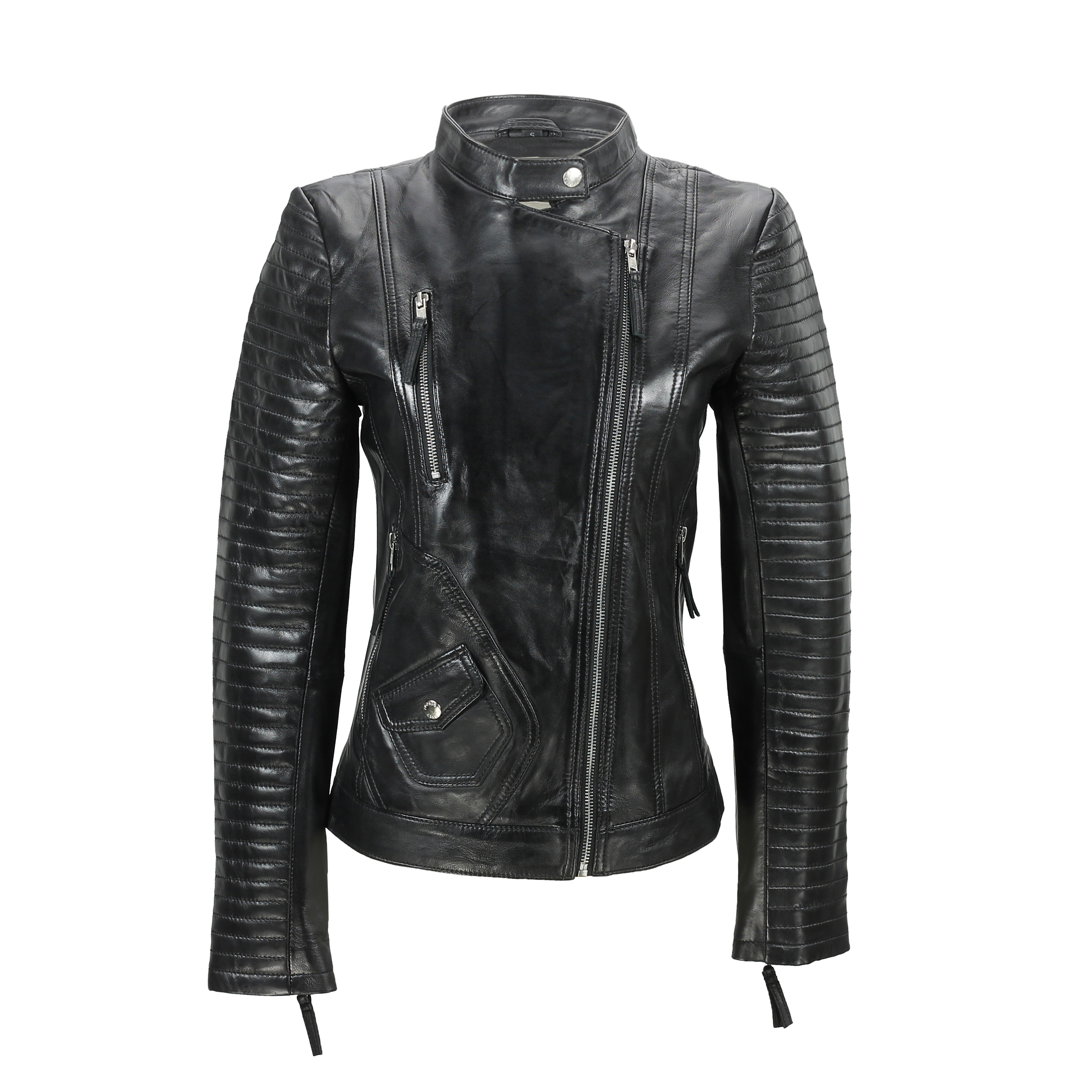 black fitted leather jacket