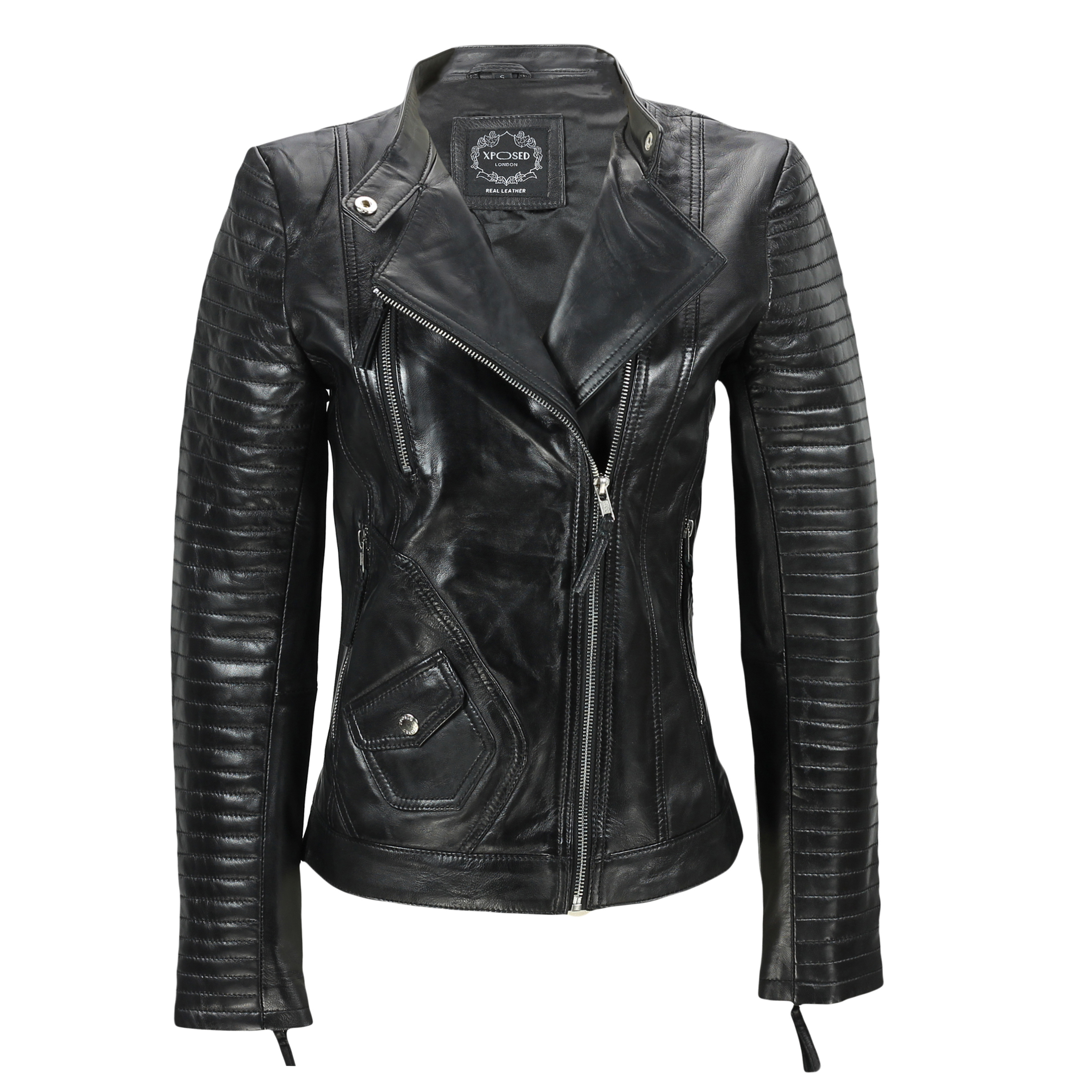 Ladies Women’s Real Soft Leather Biker Jacket Vintage Fitted Style in ...