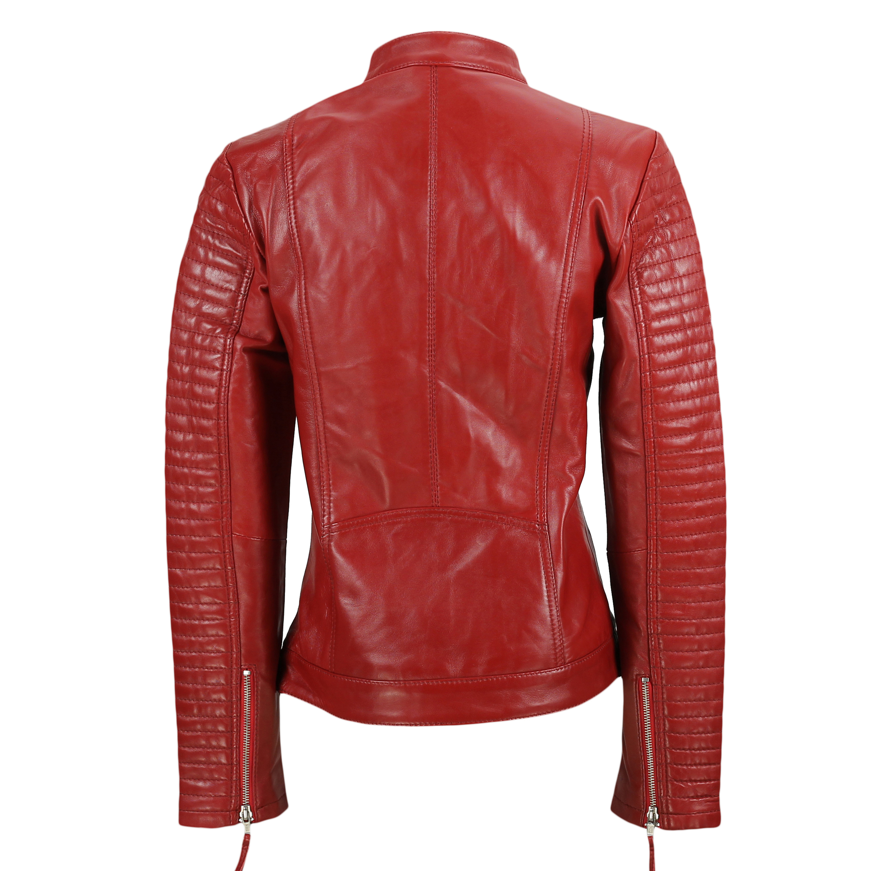 Ladies Women’s Real Soft Leather Biker Jacket Vintage Fitted Style in ...