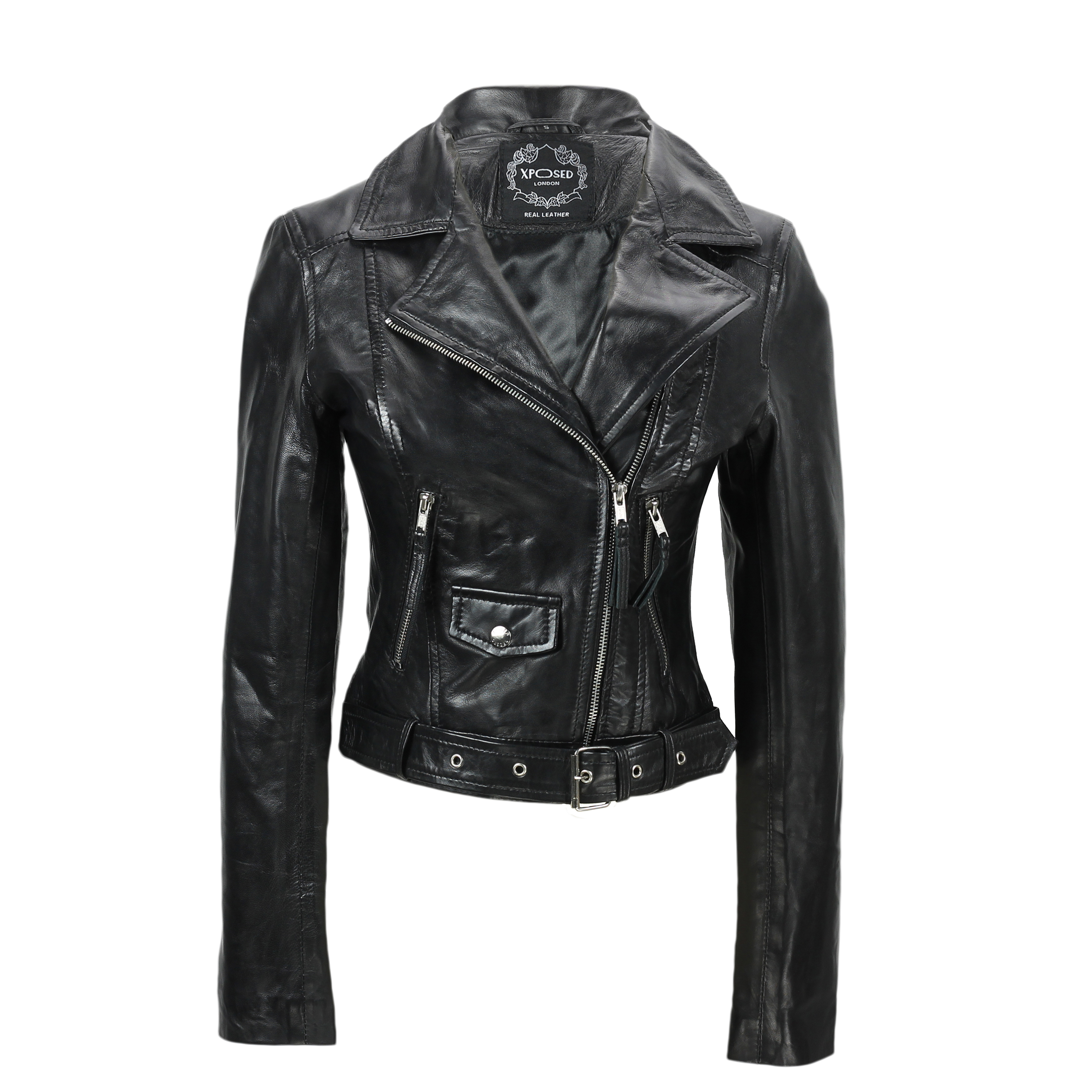 ladies black biker jacket