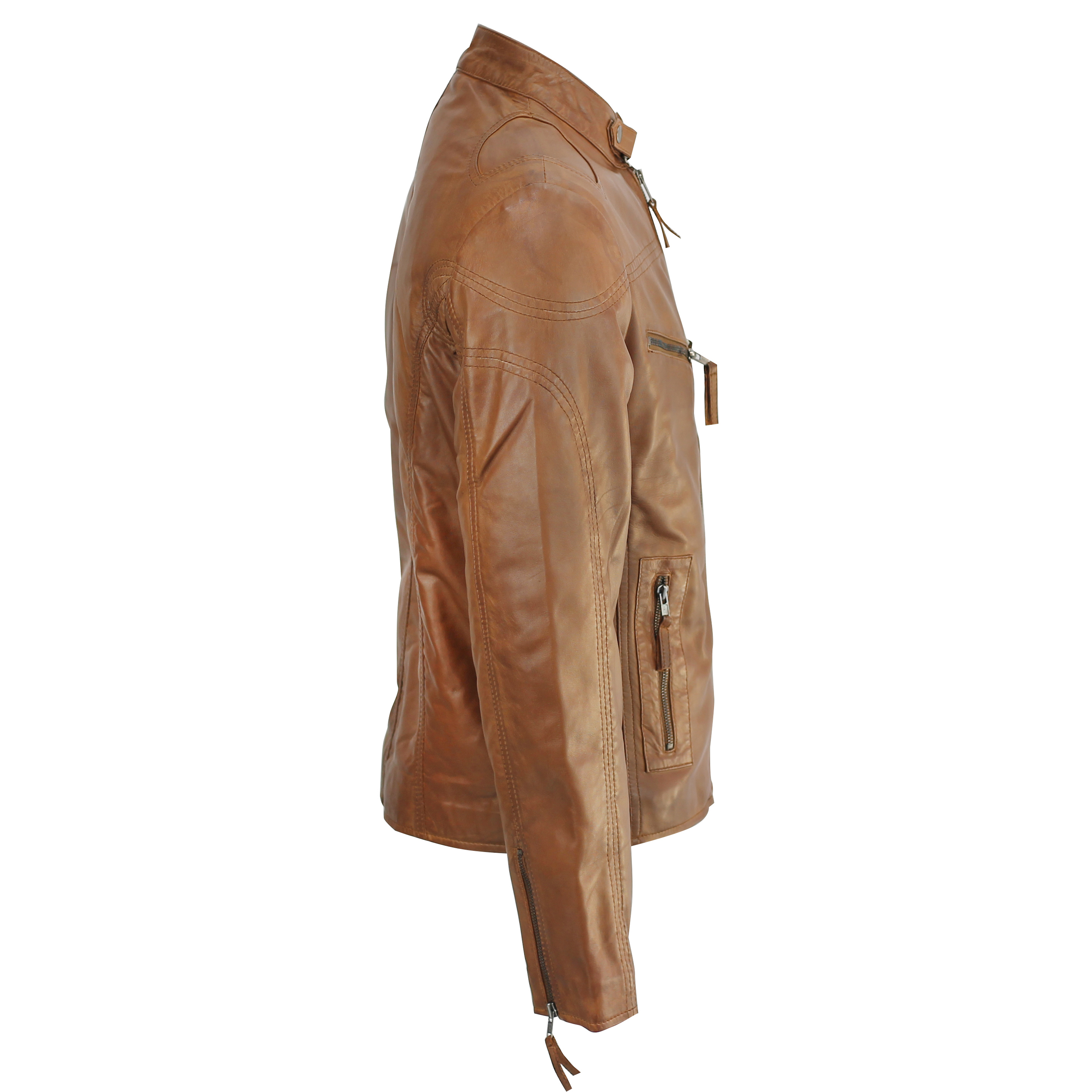 New Mens Real Leather Biker Jacket Vintage Rust Brown Fitted Retro ...