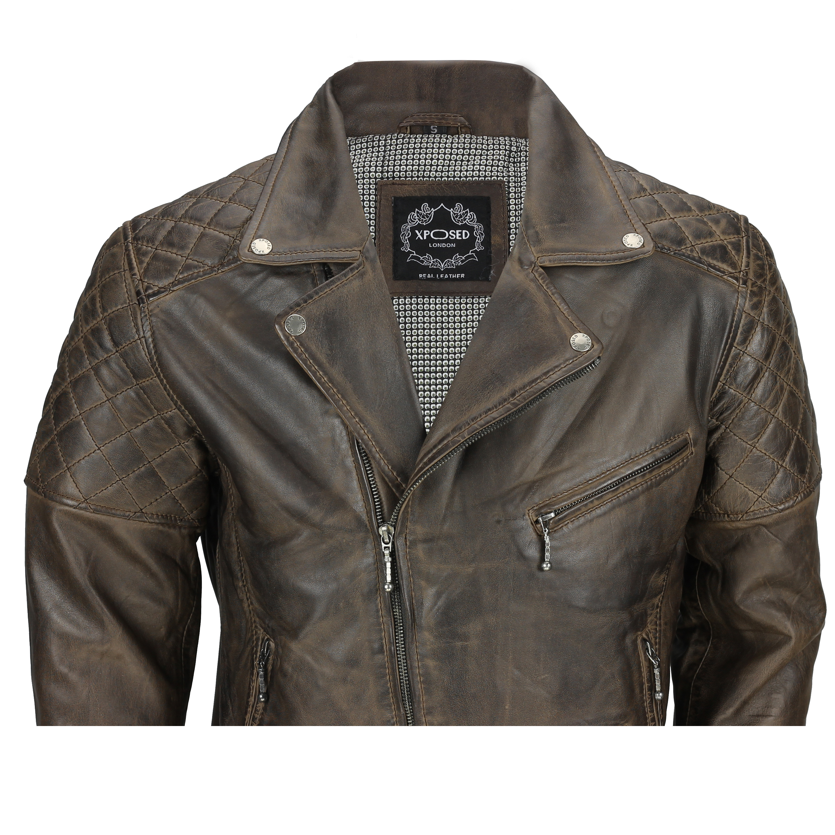SPEED Ladies Dirty Brown Vintage Biker Style Real Lambskin Leather Jacket SR-01 