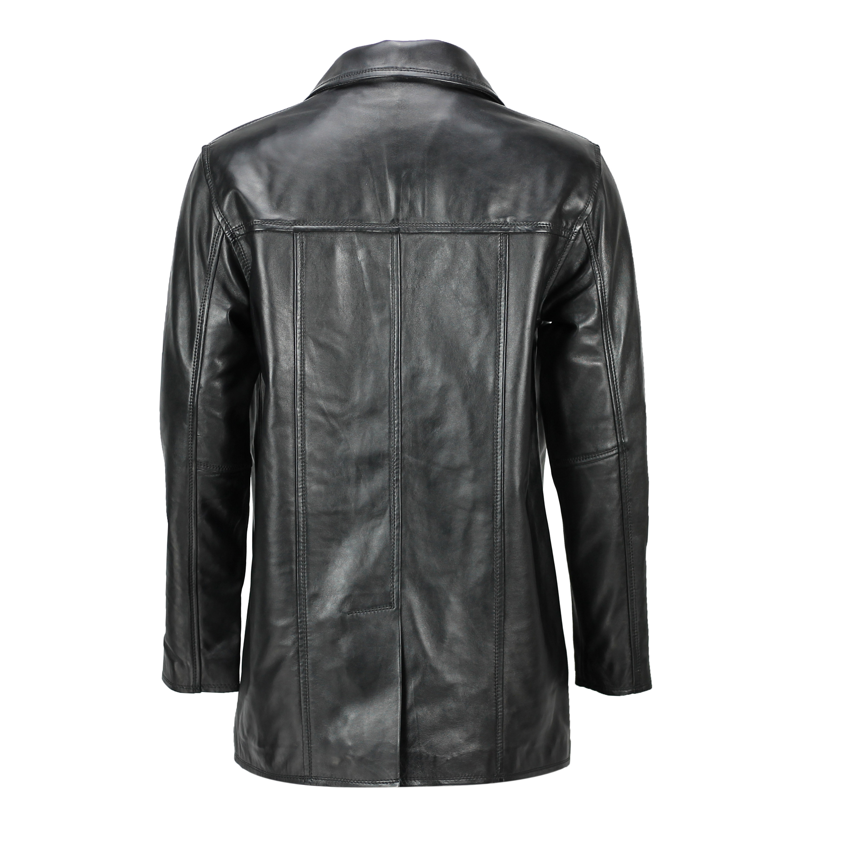 Mens Vintage Real Leather Black Tan Brown Classic Reefer Jacket Mid Length Coat | eBay