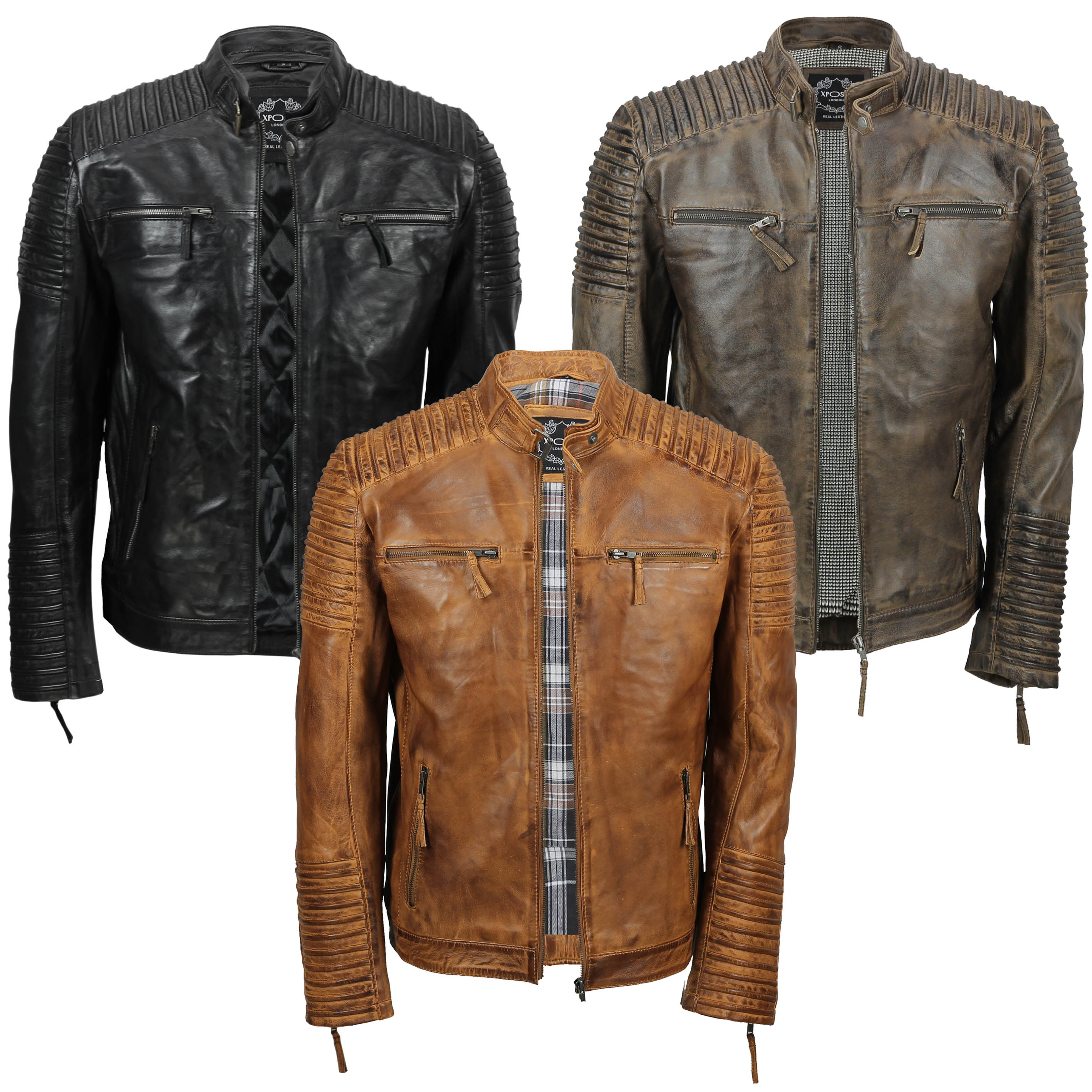Men/'s Motorcycle Rider/'s Jacket Size 42 Brown Retro Vintage Protech Leather Apparel Quilted Lining Brass Hardware 1990s Coats Jackets