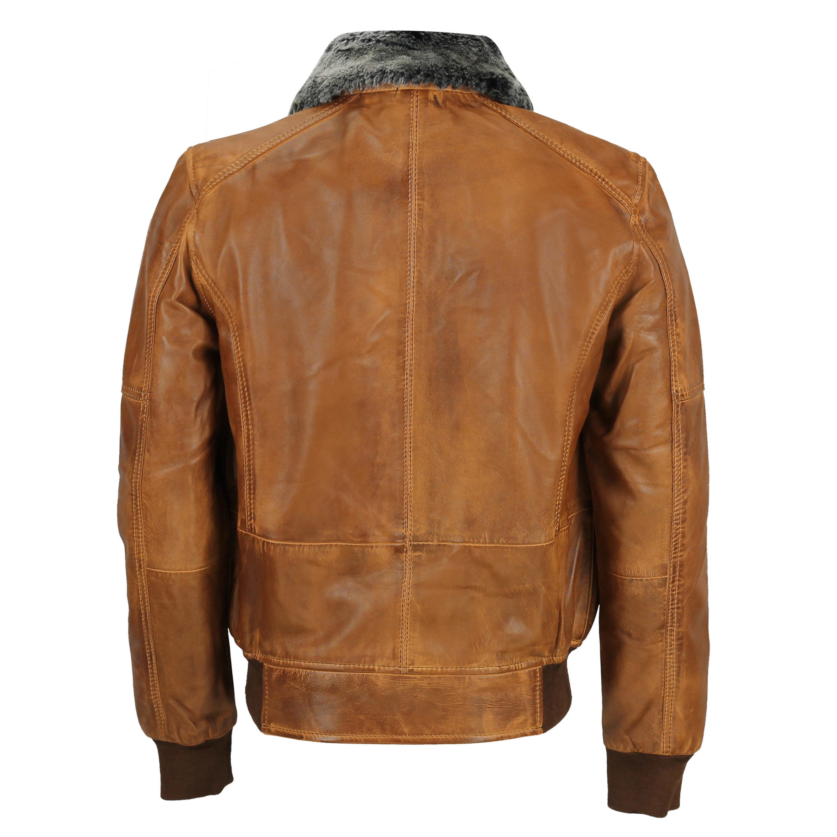 Mens Real Leather Vintage Bomber Pilot Jacket Fur Collar Retro Biker ...