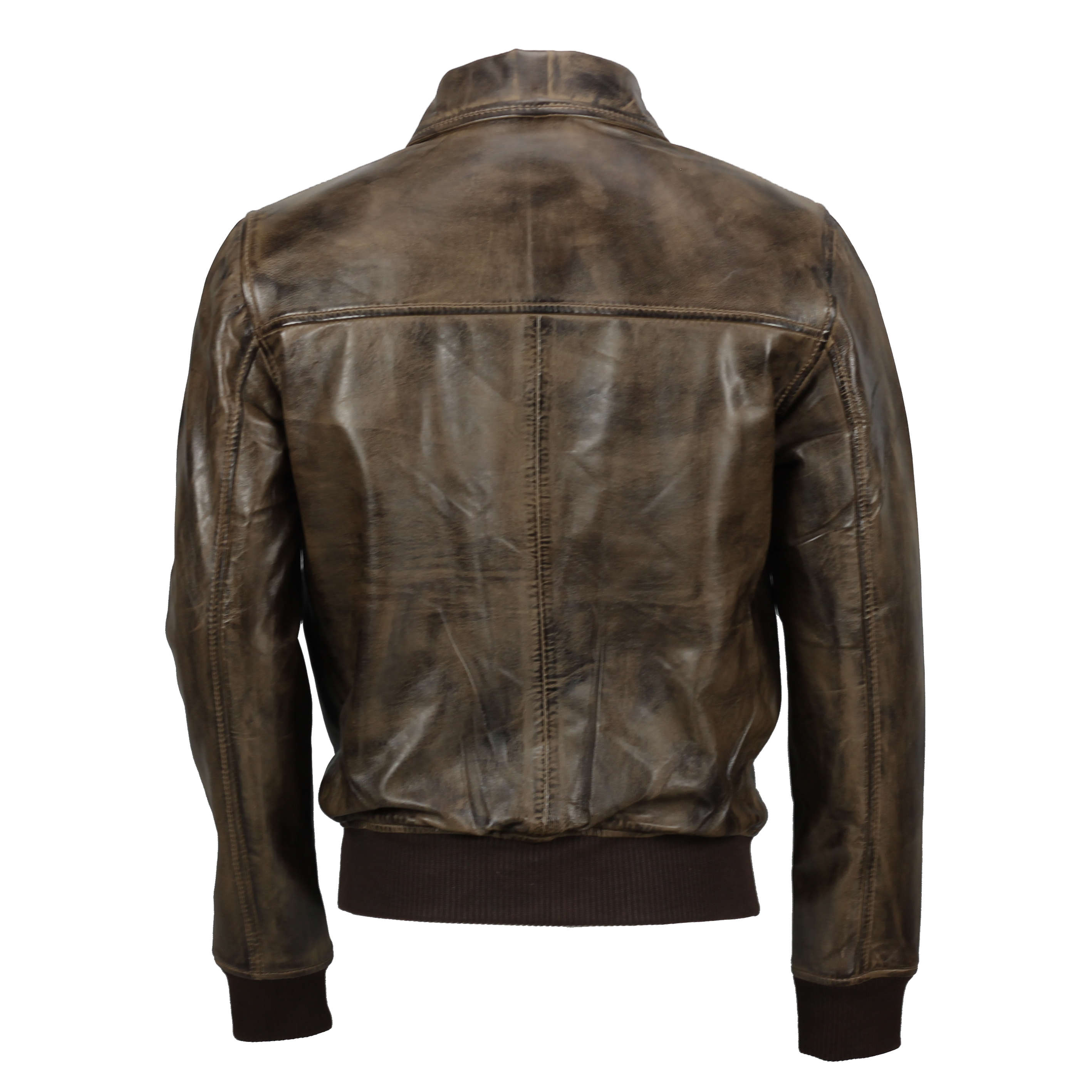 Mens Soft Real Leather Collar Bomber Jacket Vintage Biker Style Black ...