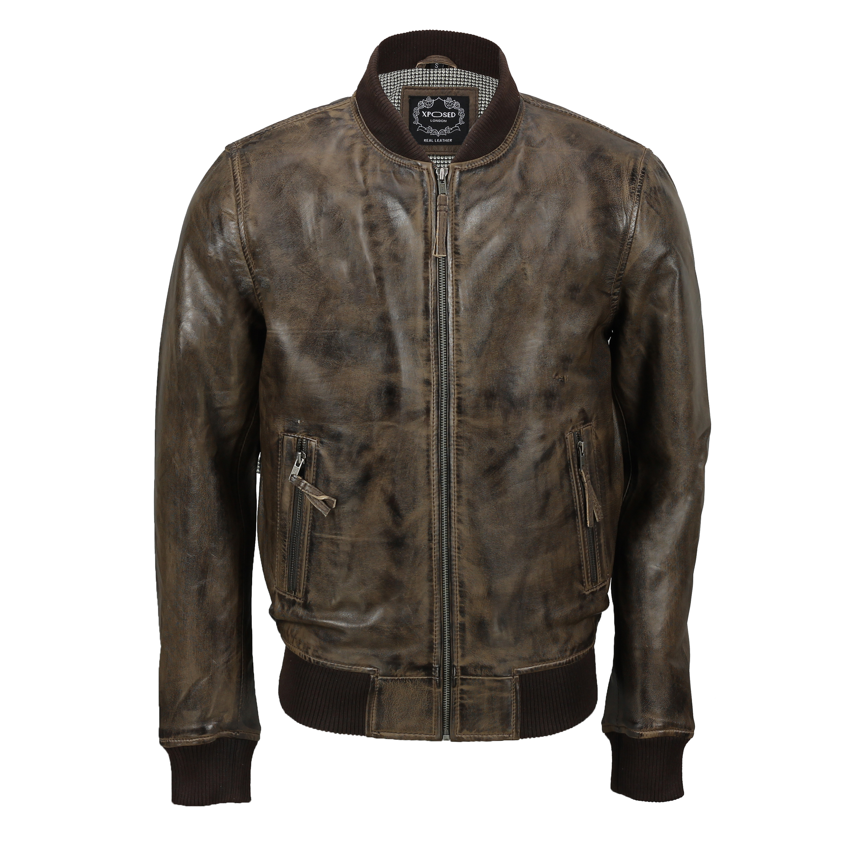 Gearswears Mens Leather Jacket Real Soft Antique Washed Rust Black Vintage Zipped Smart Casual Biker Jacket 
