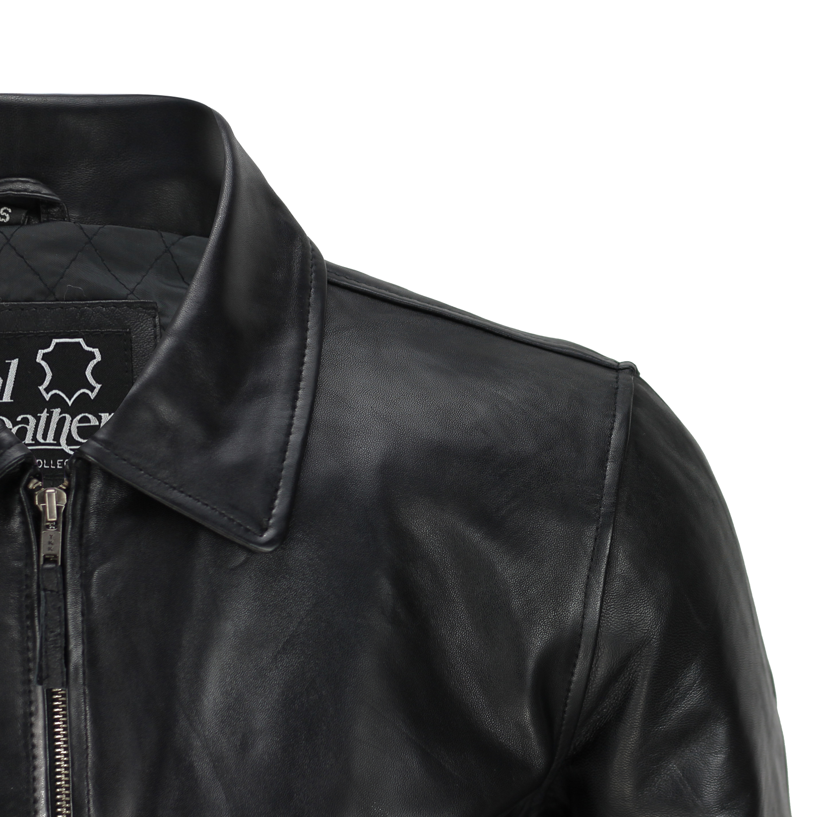 Mens Black Soft Real Leather Vintage Collar Bomber Style Biker Jacket All  Sizes