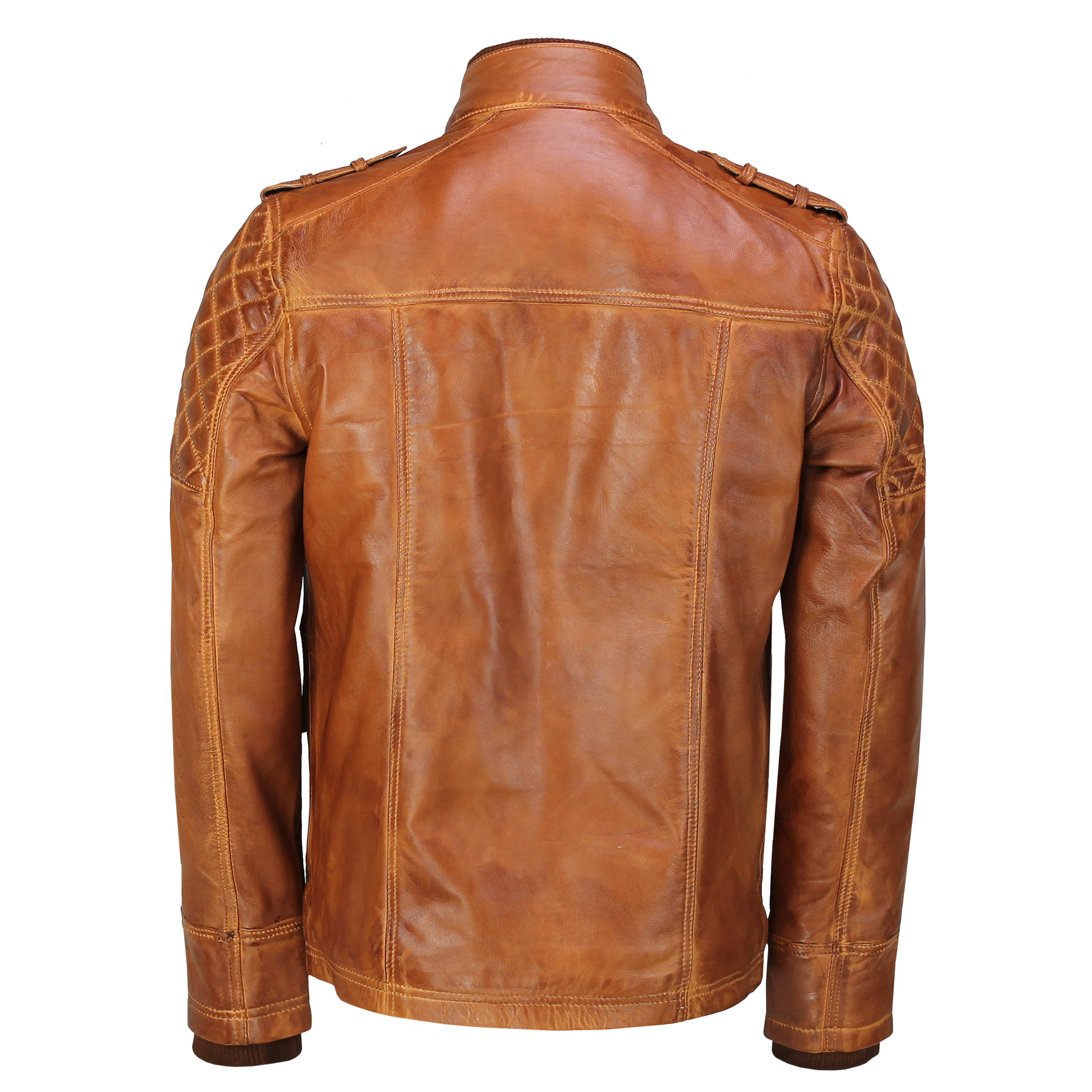Mens Real Leather Vintage Style Retro Military Field Funnel Neck Slim Fit Jacket eBay