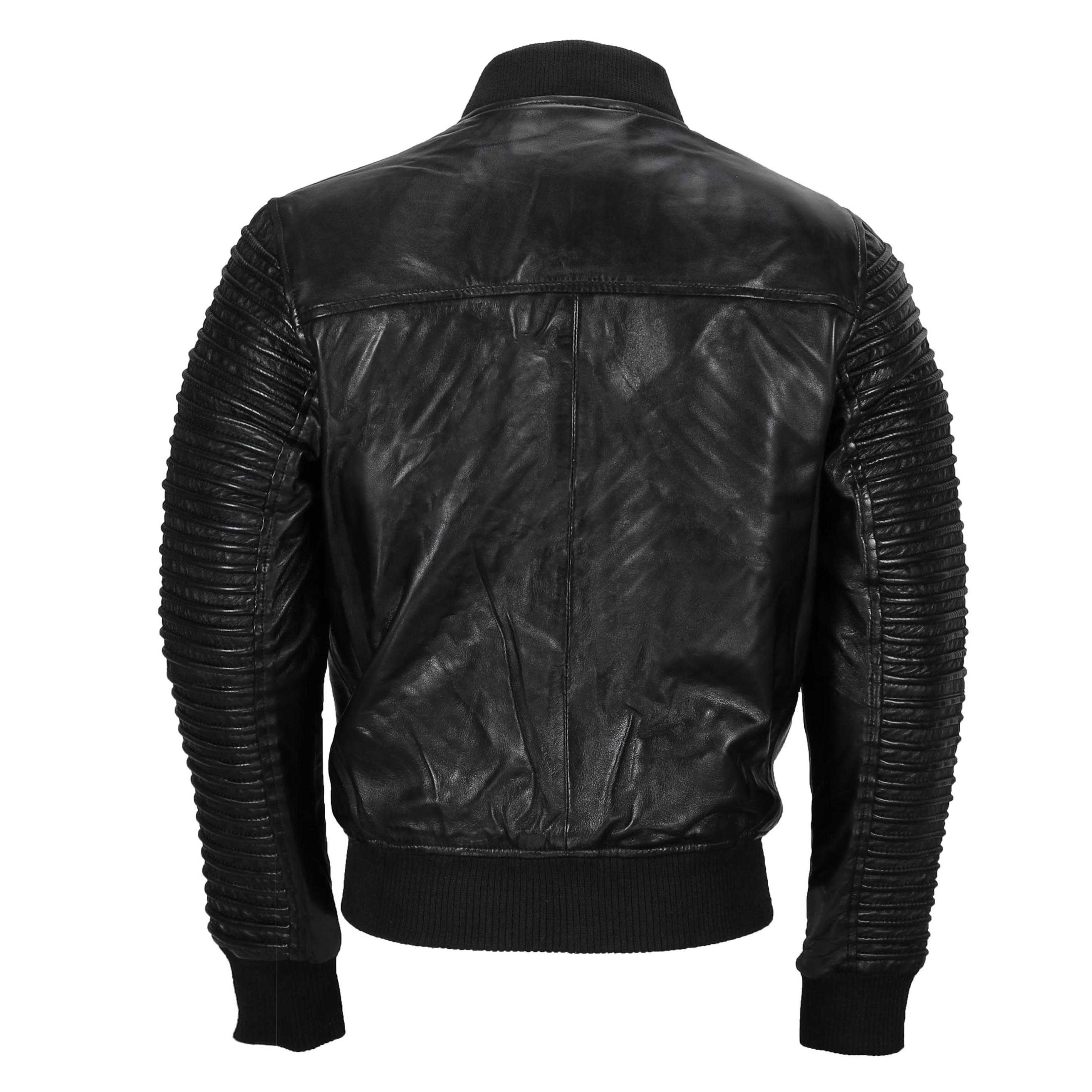 Mens Real Leather Bomber Black Brown Vintage Slim Fit Biker Jacket ...