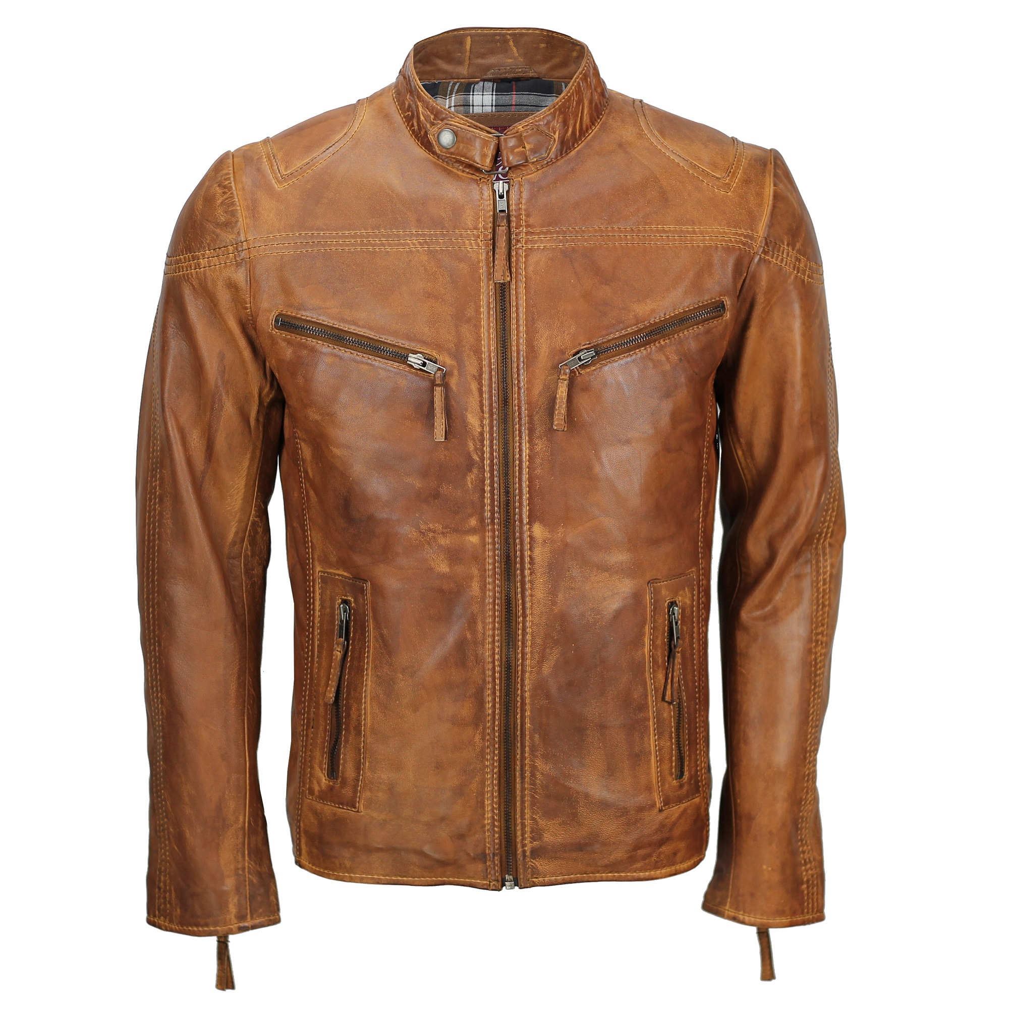 Mens Ladies Real Leather Vintage Fitted Biker Jacket for Him or Her in ...