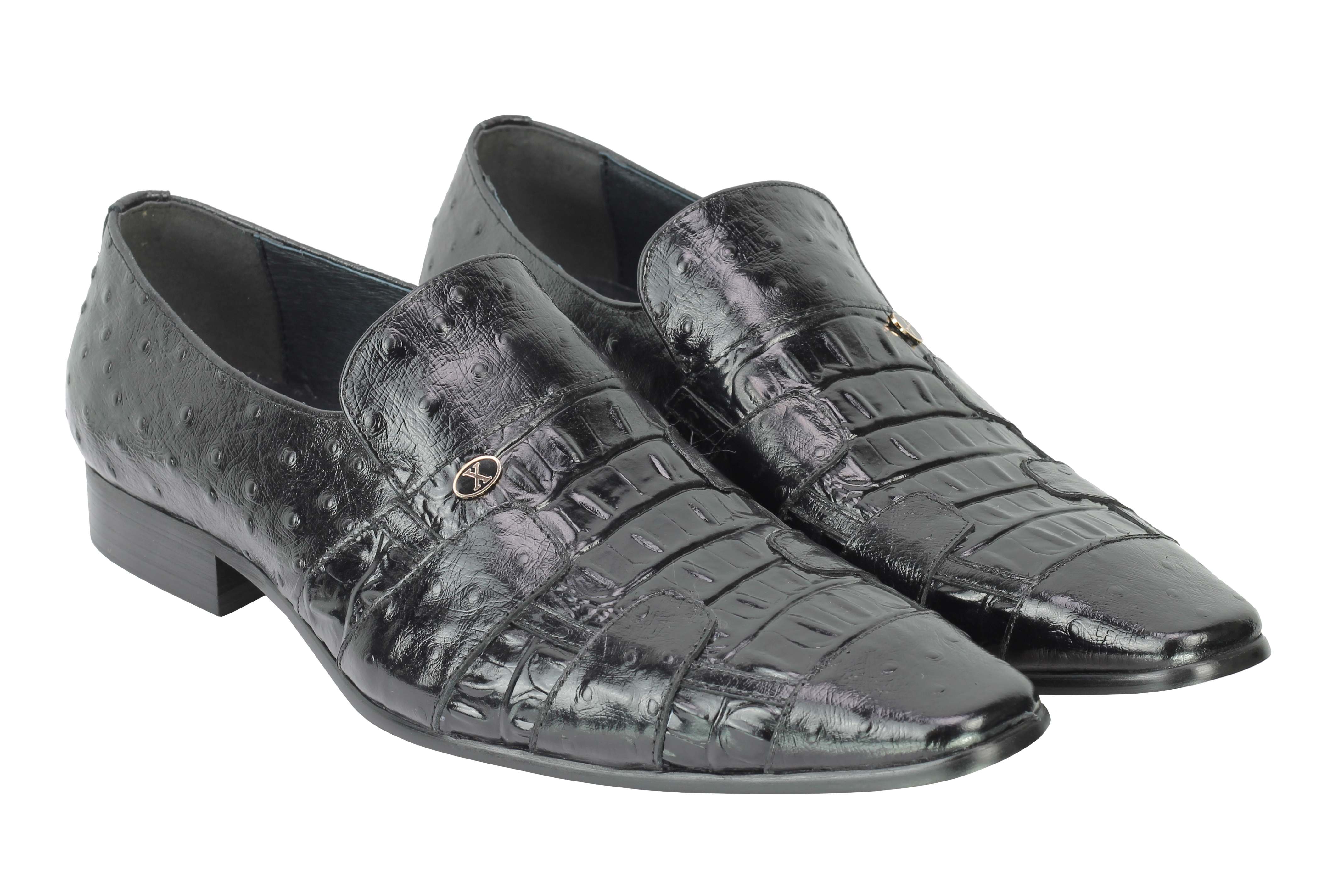 Mens 2 Tone Polished Real Leather Snakeskin Print Slip on Dress Party ...