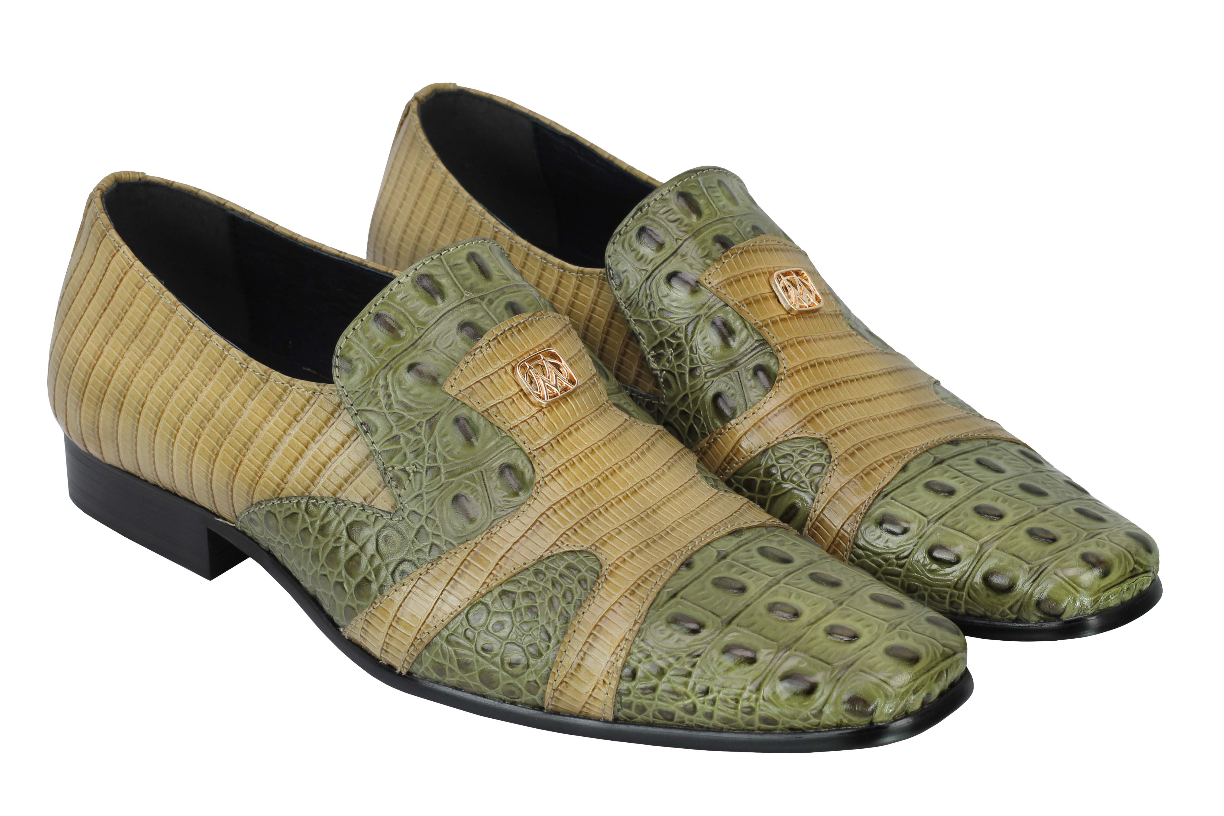 Mens Retro Designer Style Crocodile Print Real Leather Loafers Dress ...