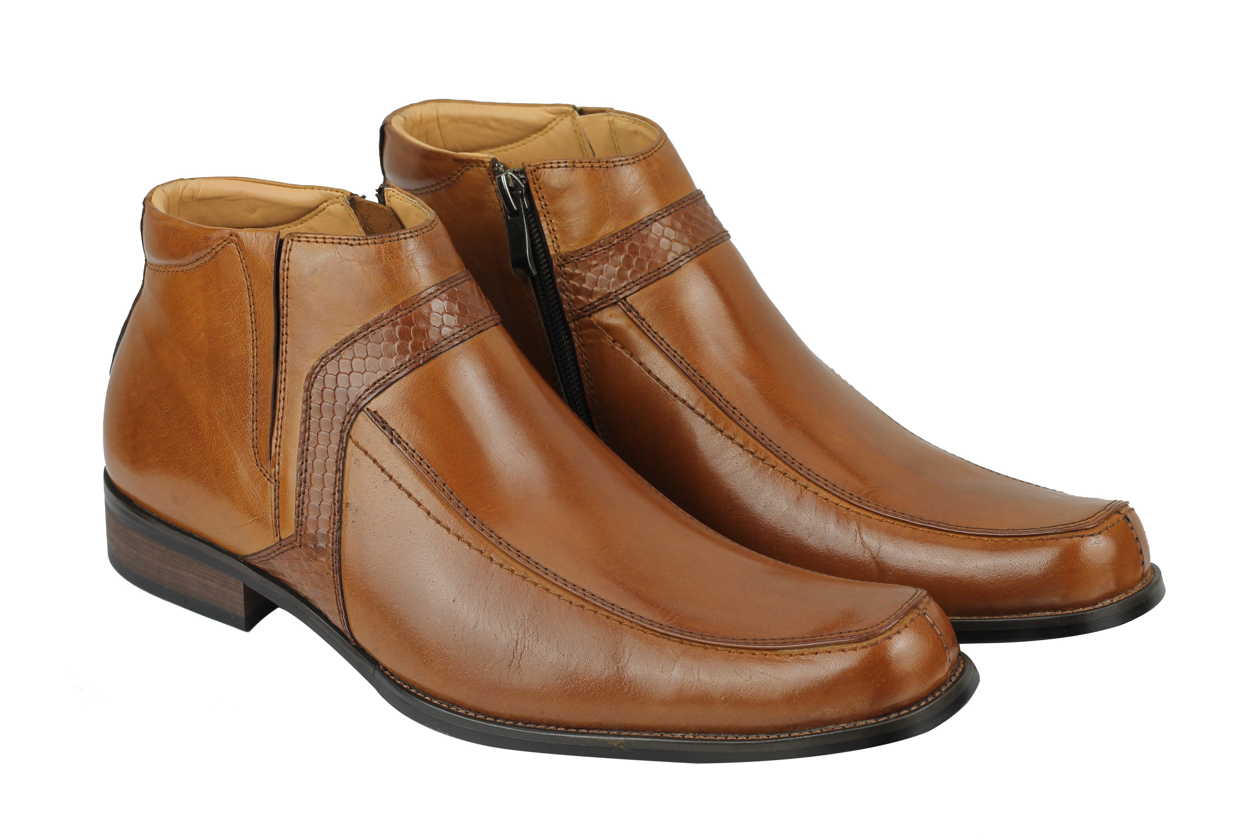 Mens Real Leather Ankle Boots Zip 