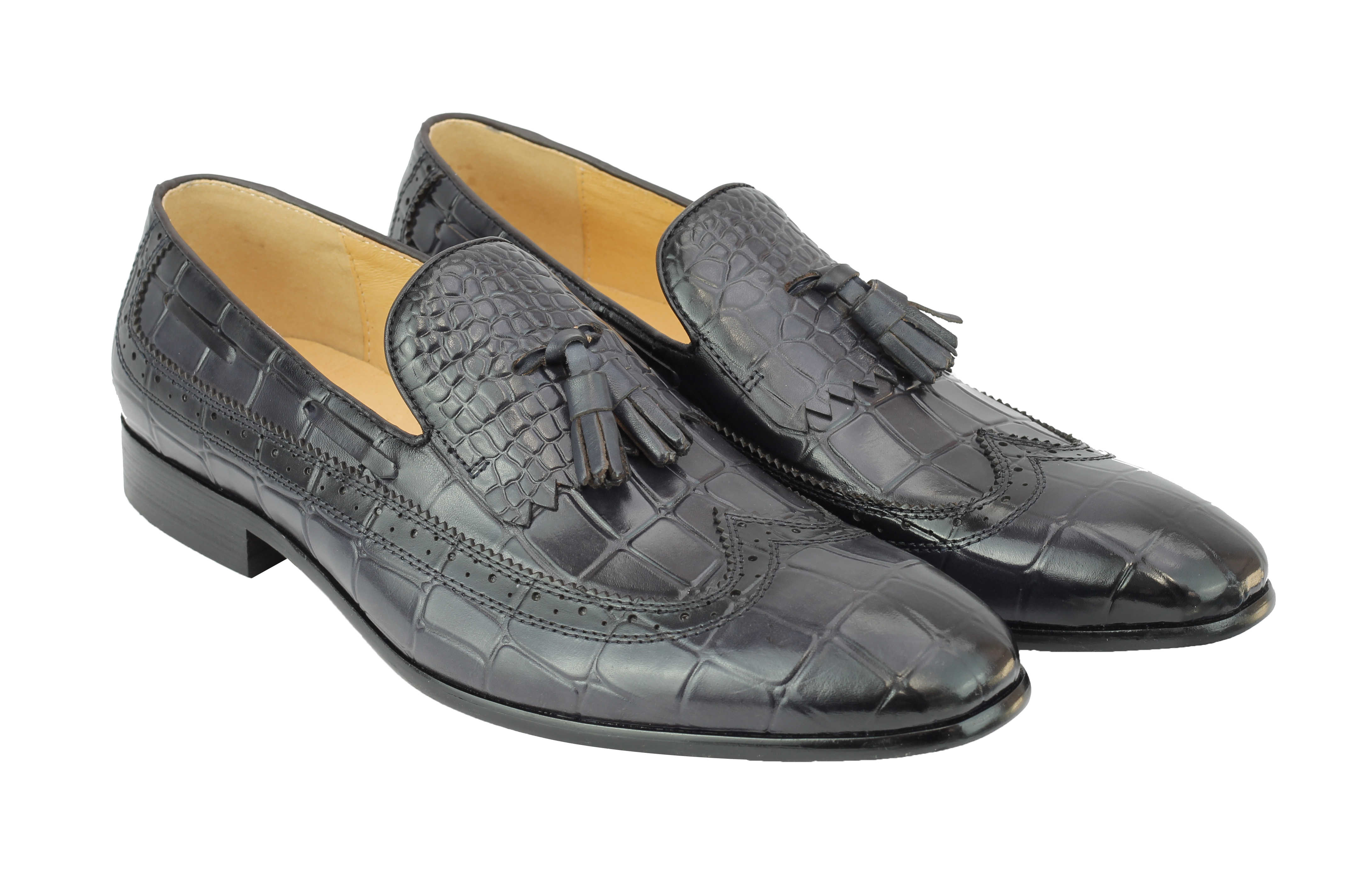 crocodile print loafers